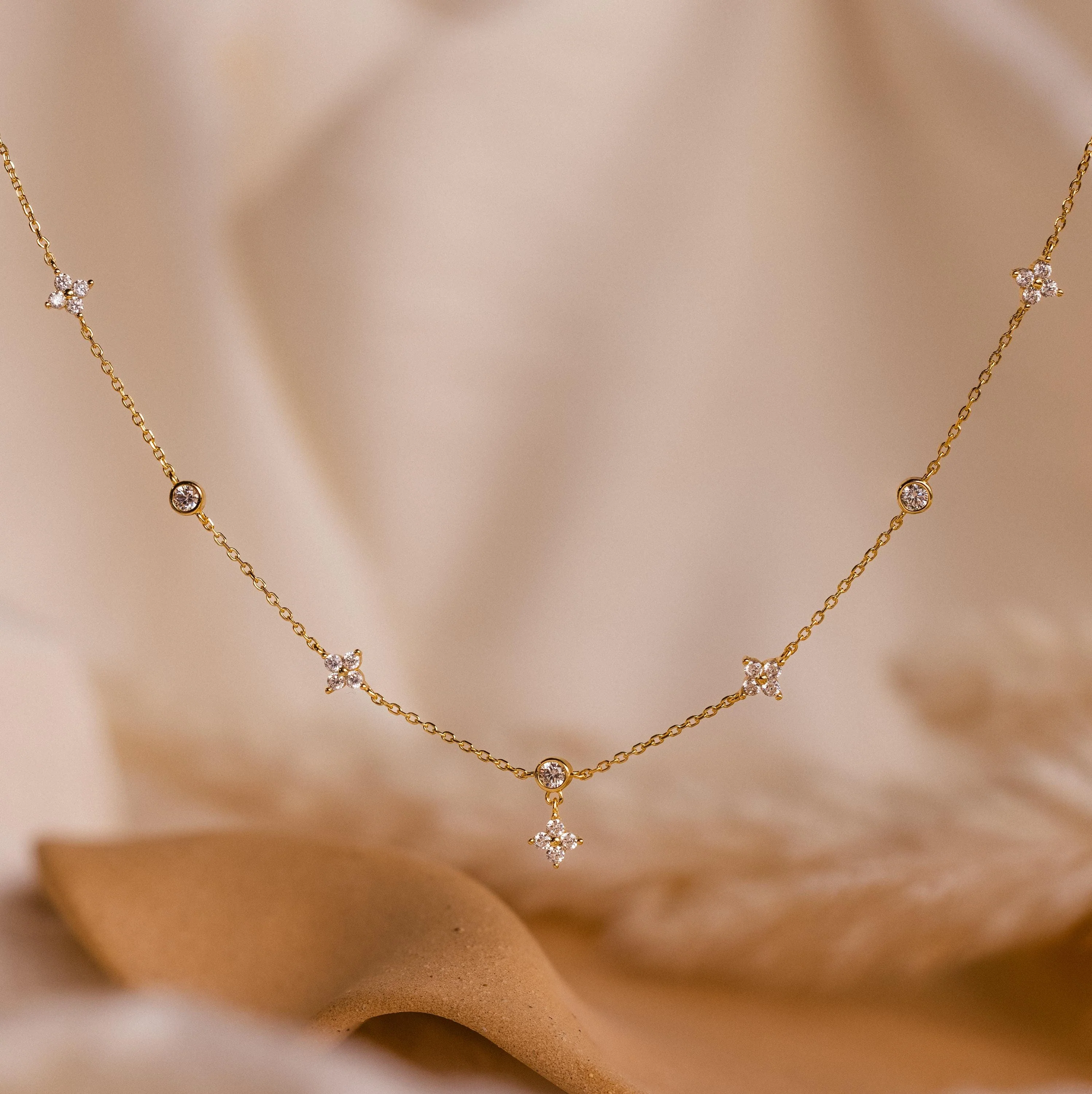 Ivy Diamond Station Necklace in 18K Gold - Image 2