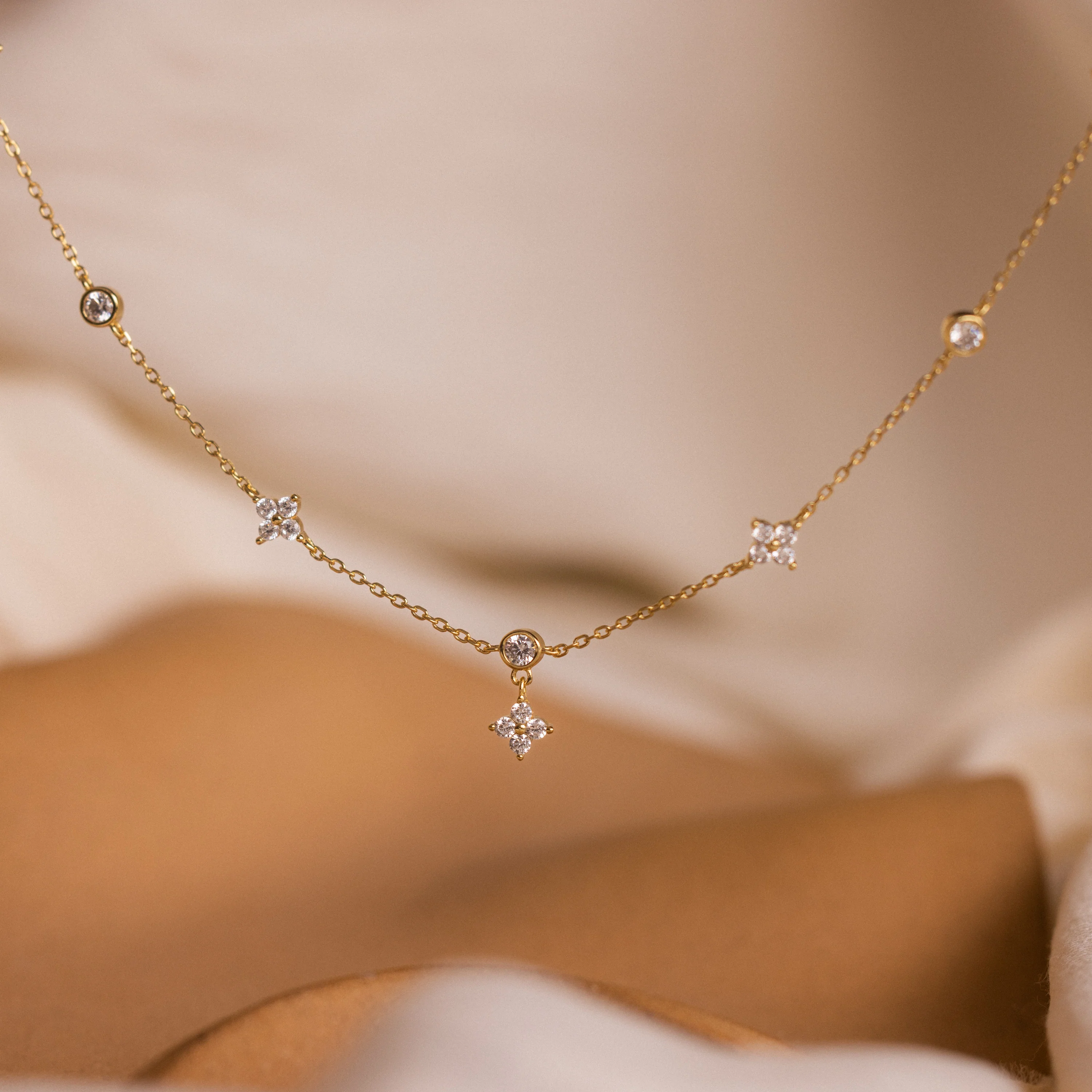Ivy Diamond Station Necklace in 18K Gold - Image 6