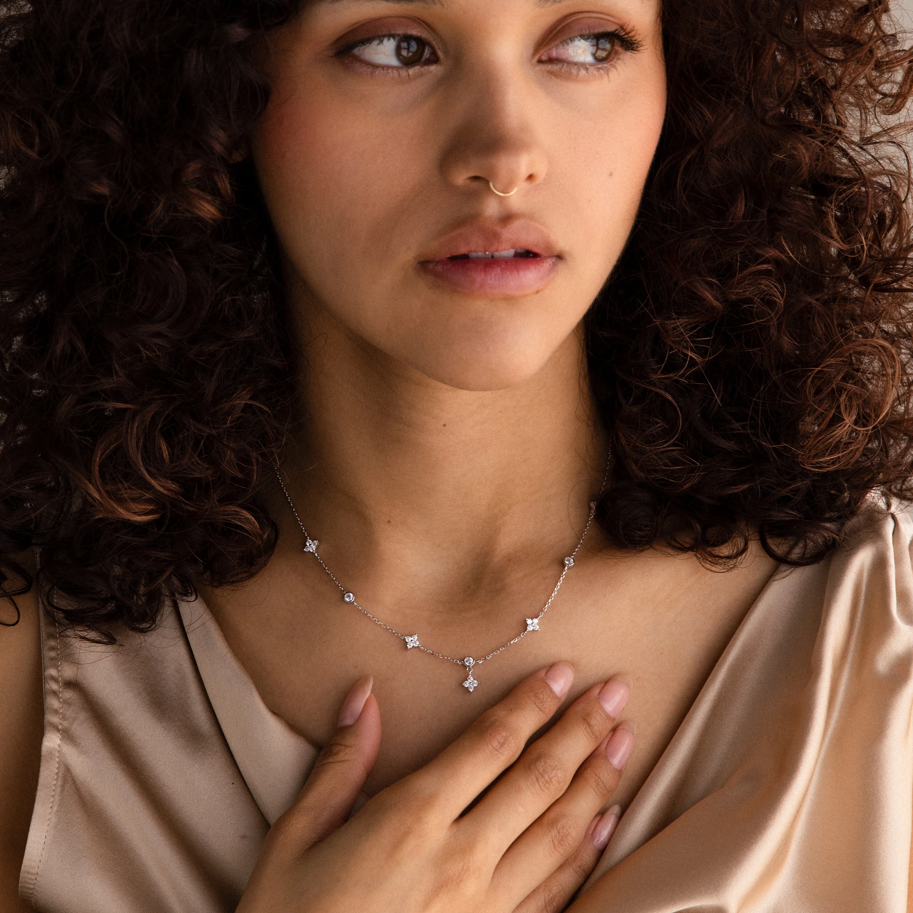 Ivy Diamond Station Necklace in Silver - Image 5