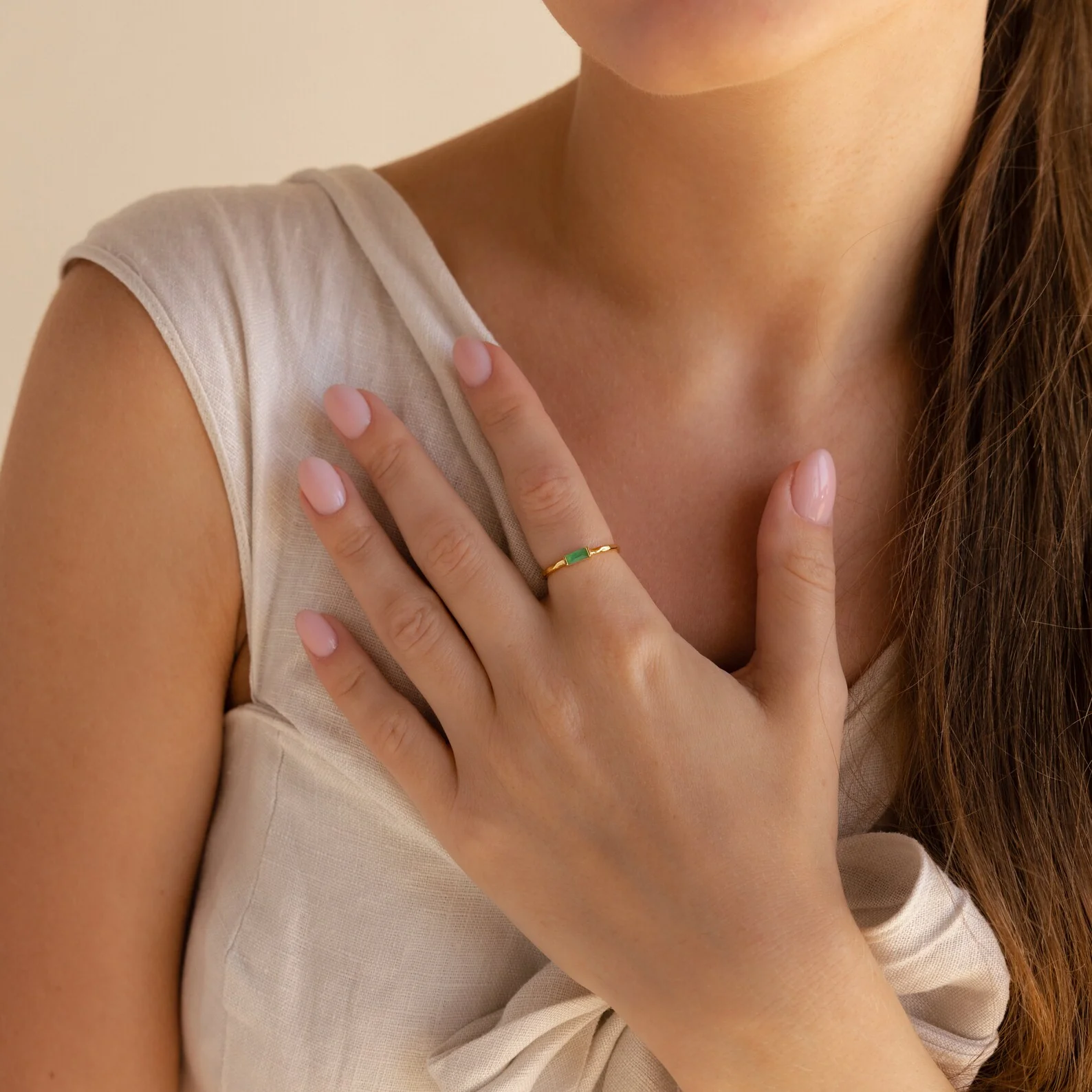 Jade Baguette Ring - Image 6