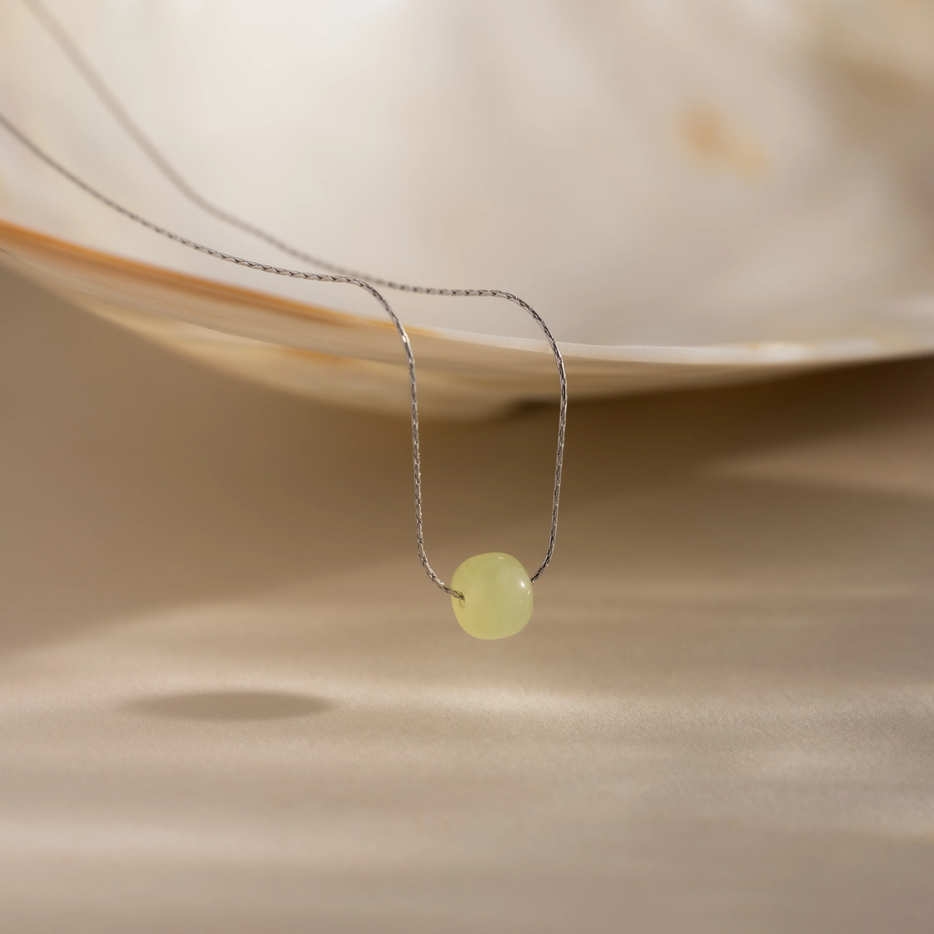 Jade Bead Necklace in Silver - Image 3