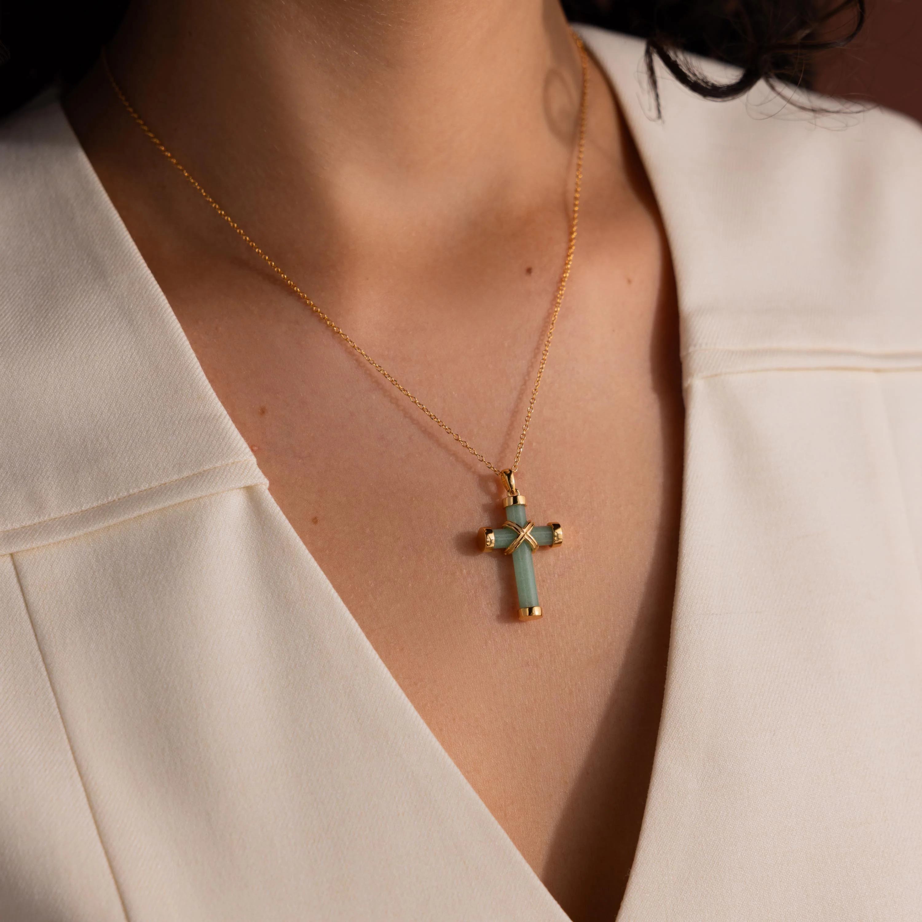 Jade Cross Necklace - Image 2