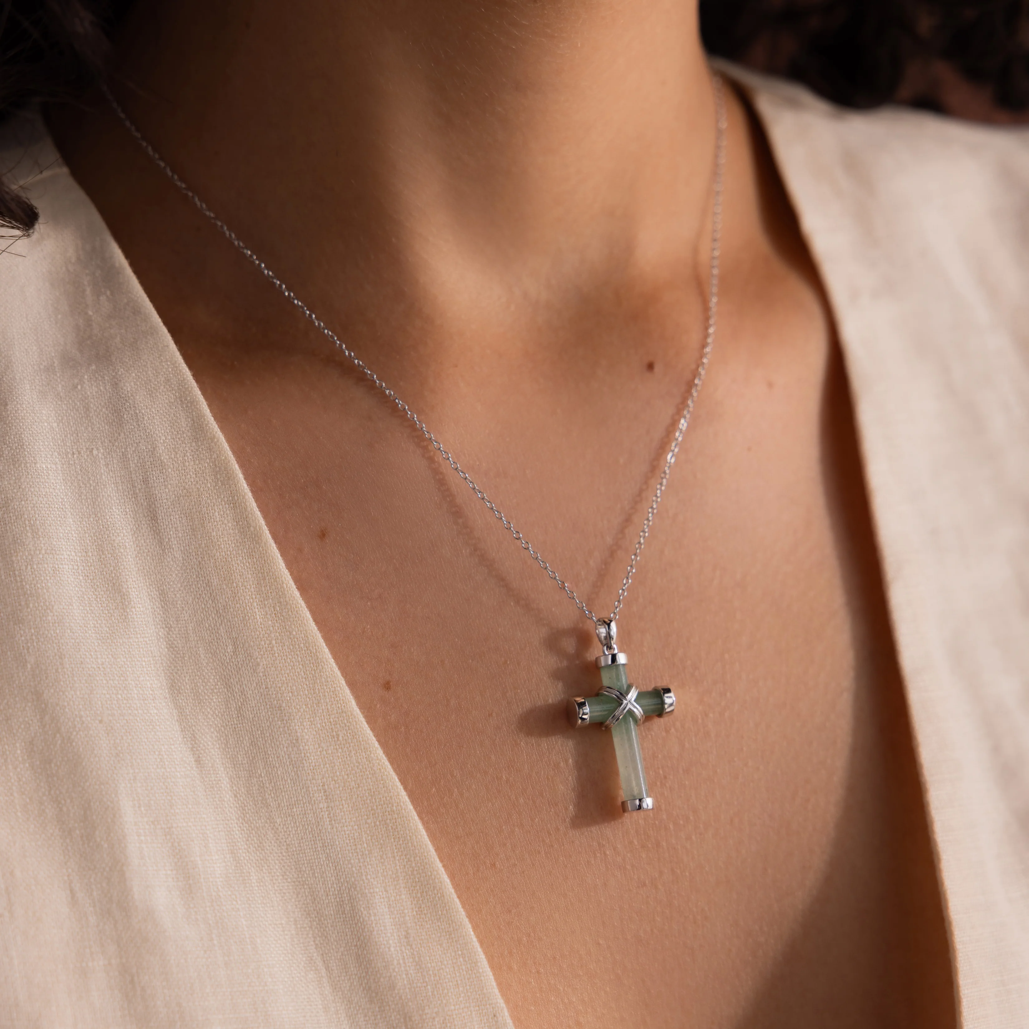 Jade Cross Necklace - Image 4