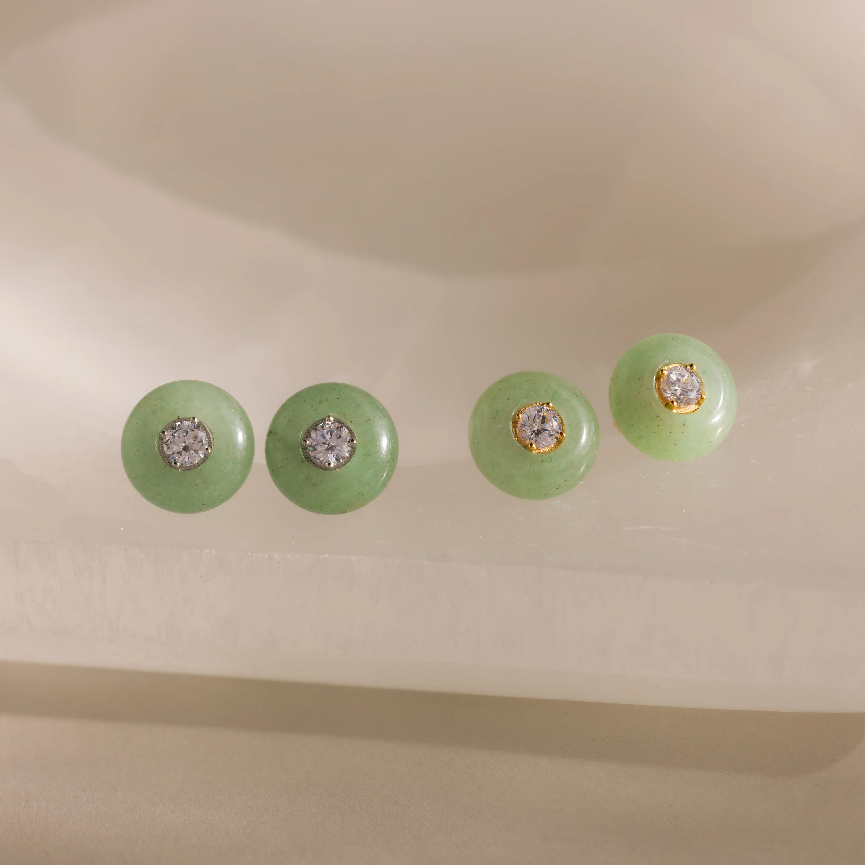 Jade Diamond Studs - Image 3