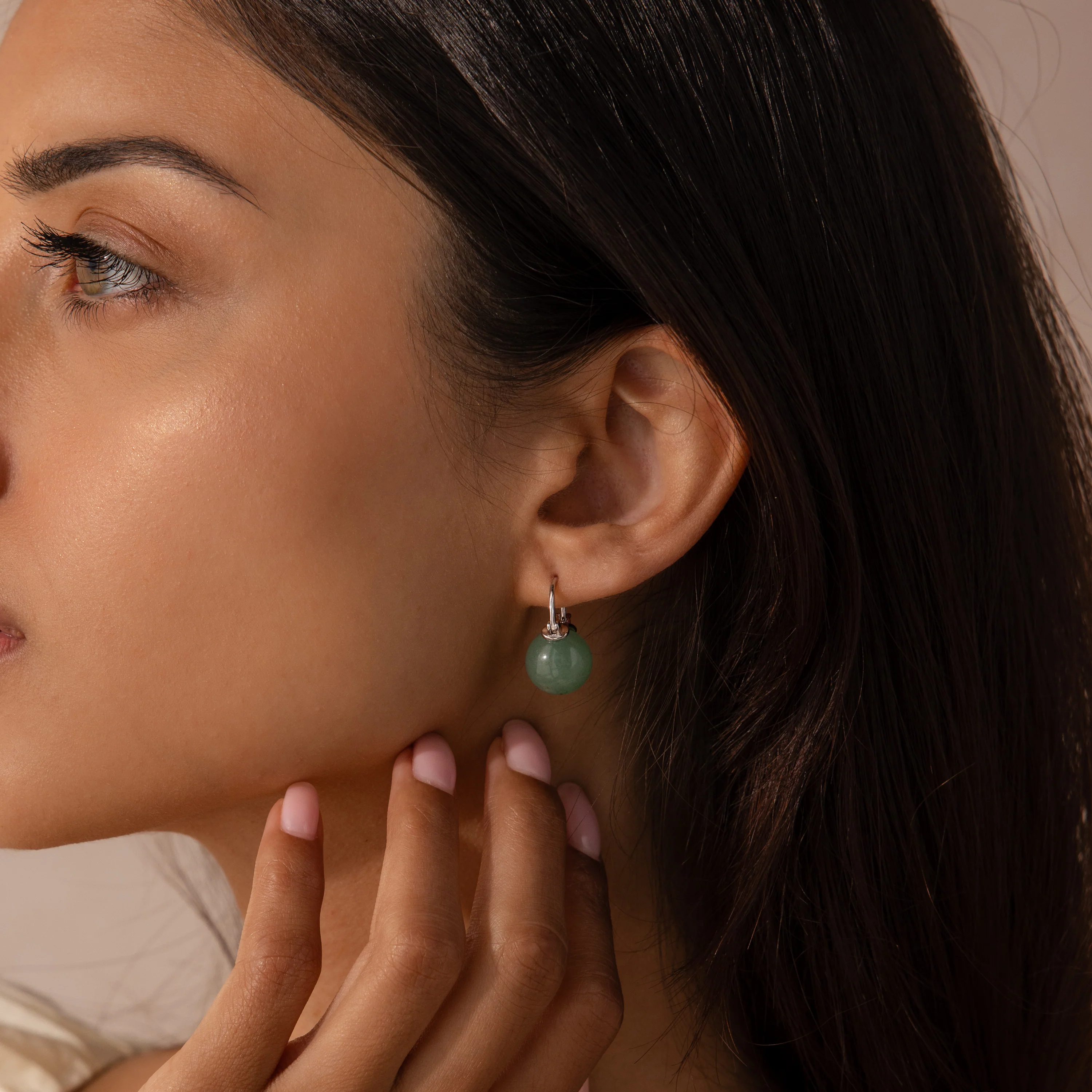 Jade Dome Drop Earrings - Image 5
