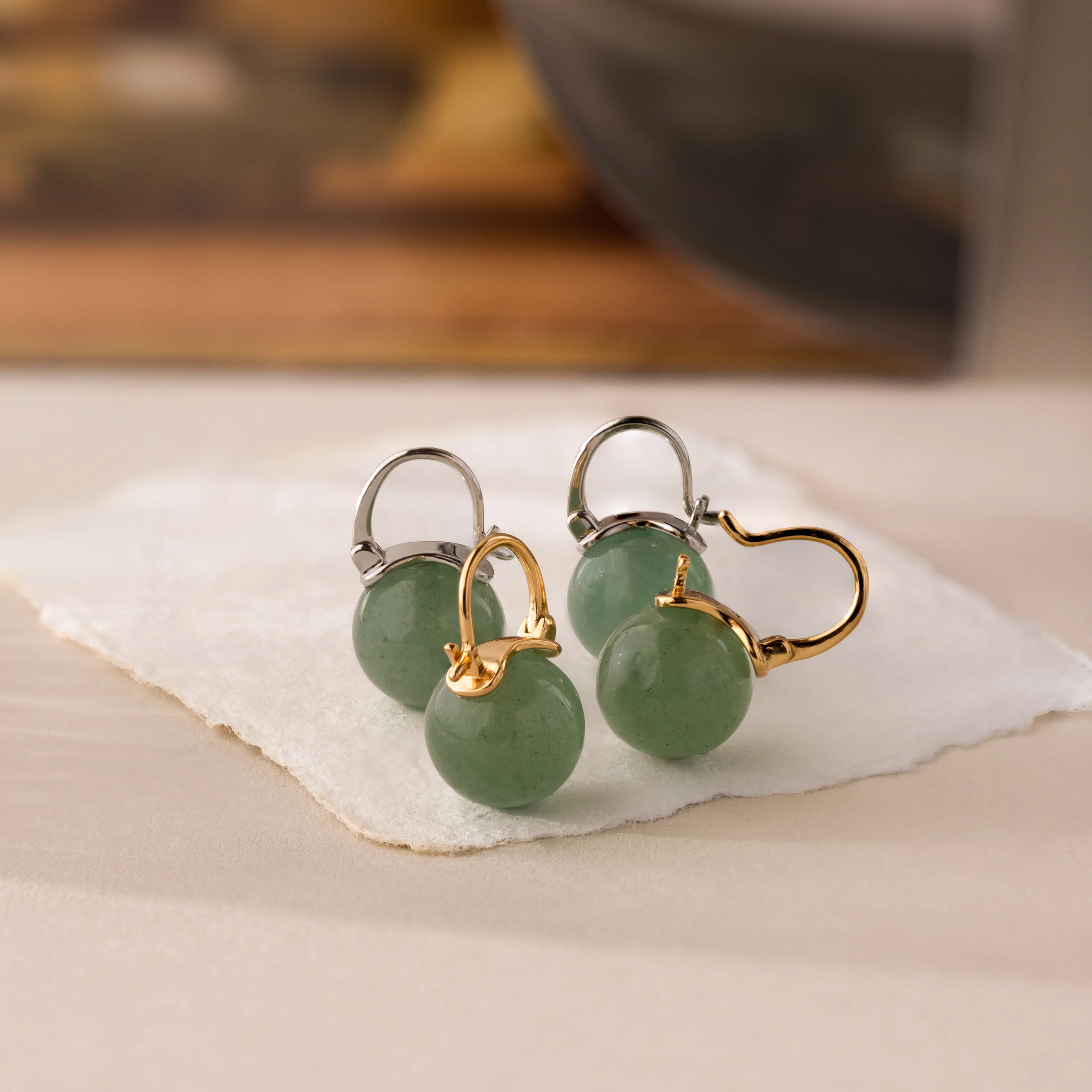 Jade Dome Drop Earrings - Image 7