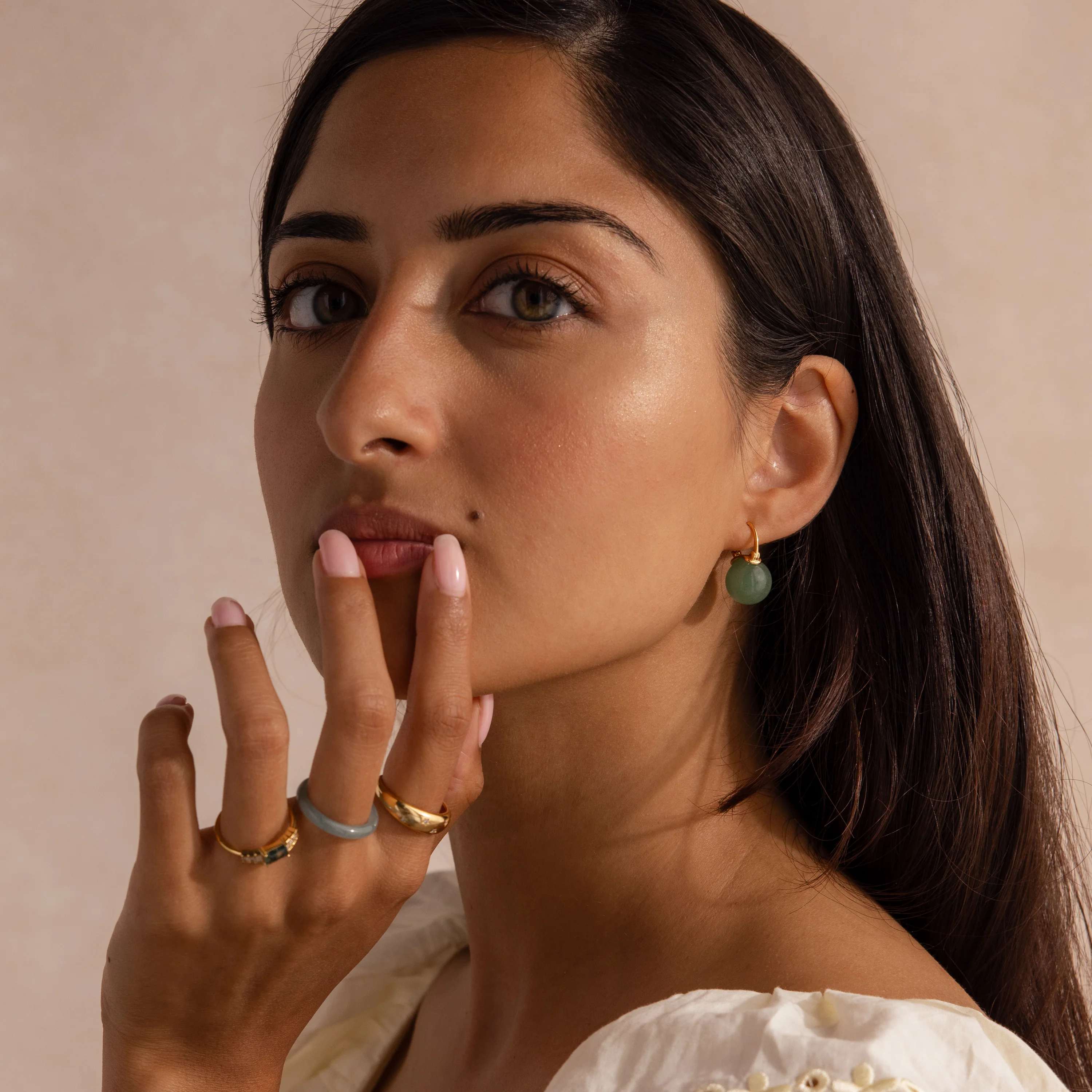 Jade Dome Drop Earrings - Image 8