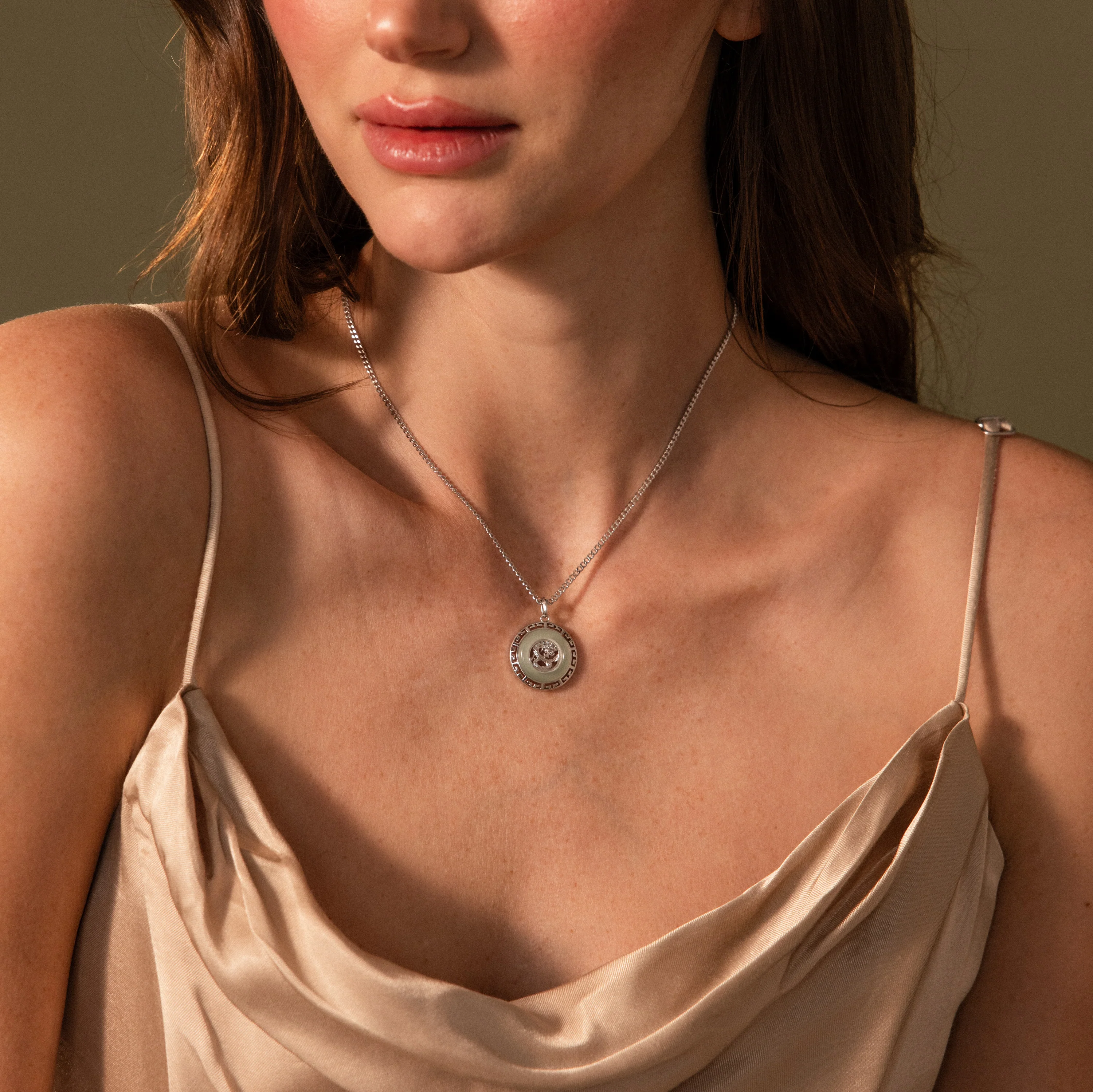 Jade Dragon Fortune Necklace in Silver - Image 6