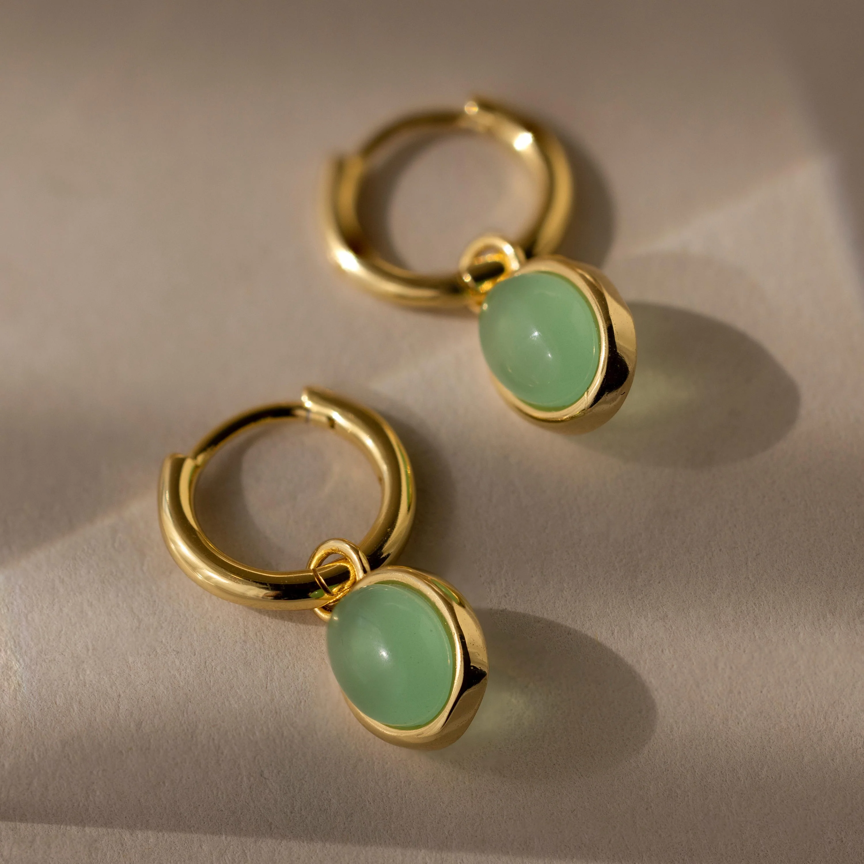Jade Drop Hoops in 18K Gold - Image 3