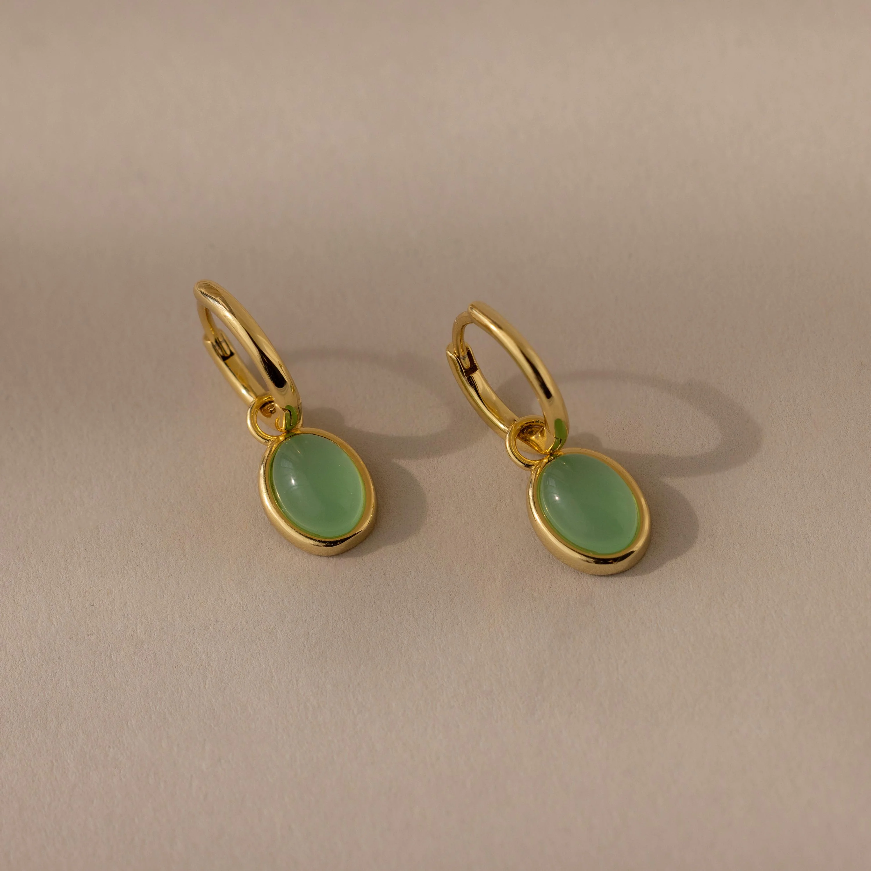 Jade Drop Hoops in 18K Gold - Image 5