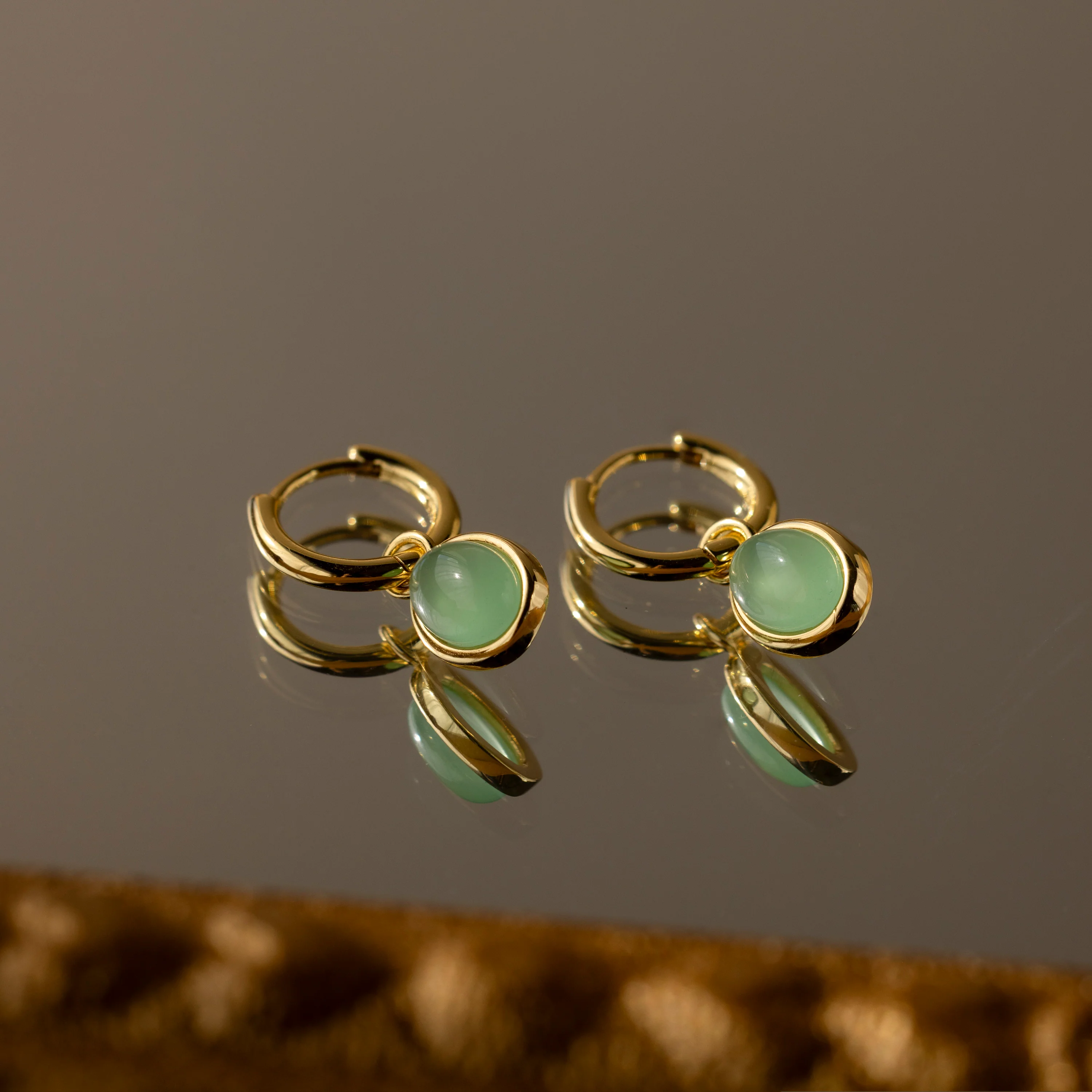 Jade Drop Hoops in 18K Gold - Image 7