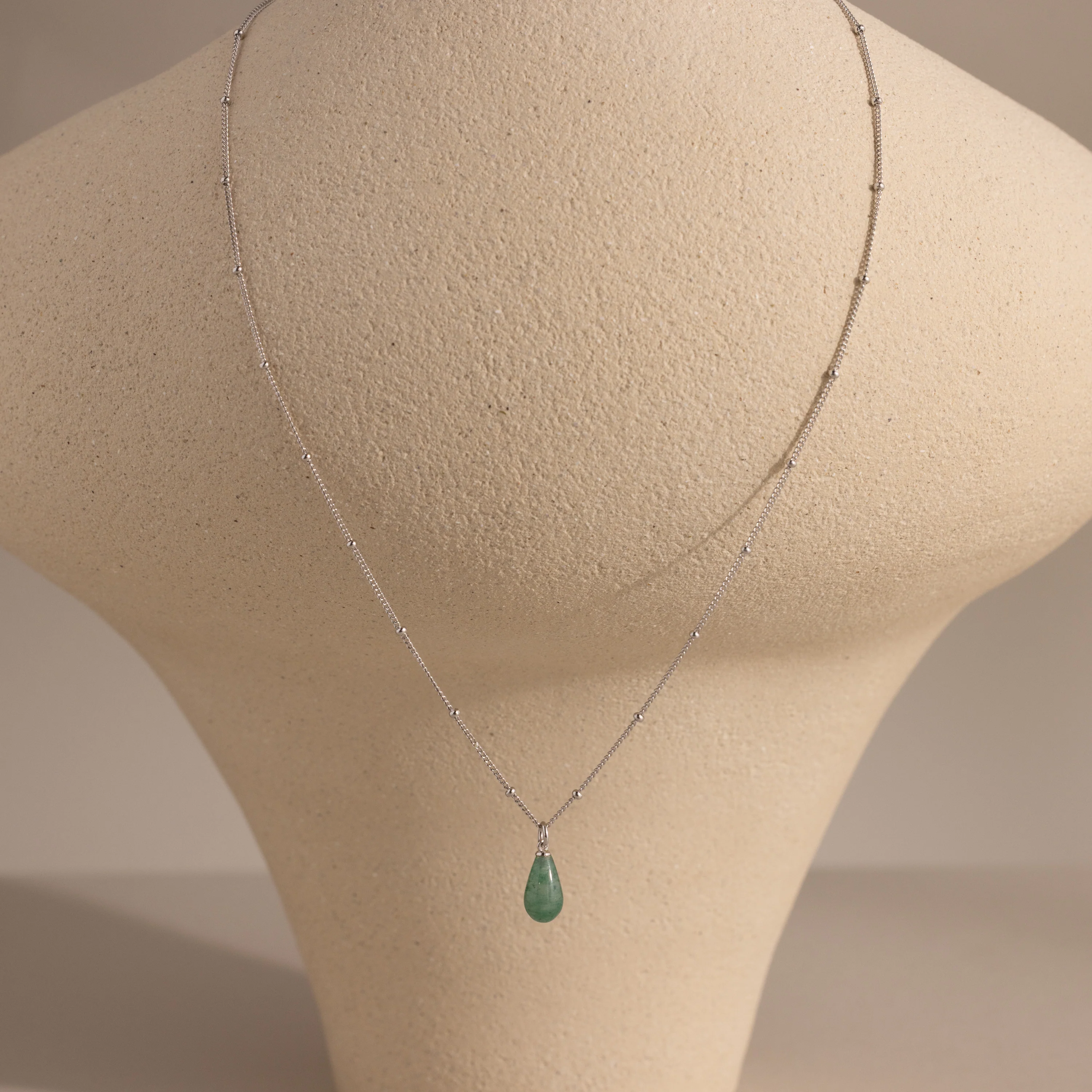 Jade Drop Necklace in Silver - Image 6