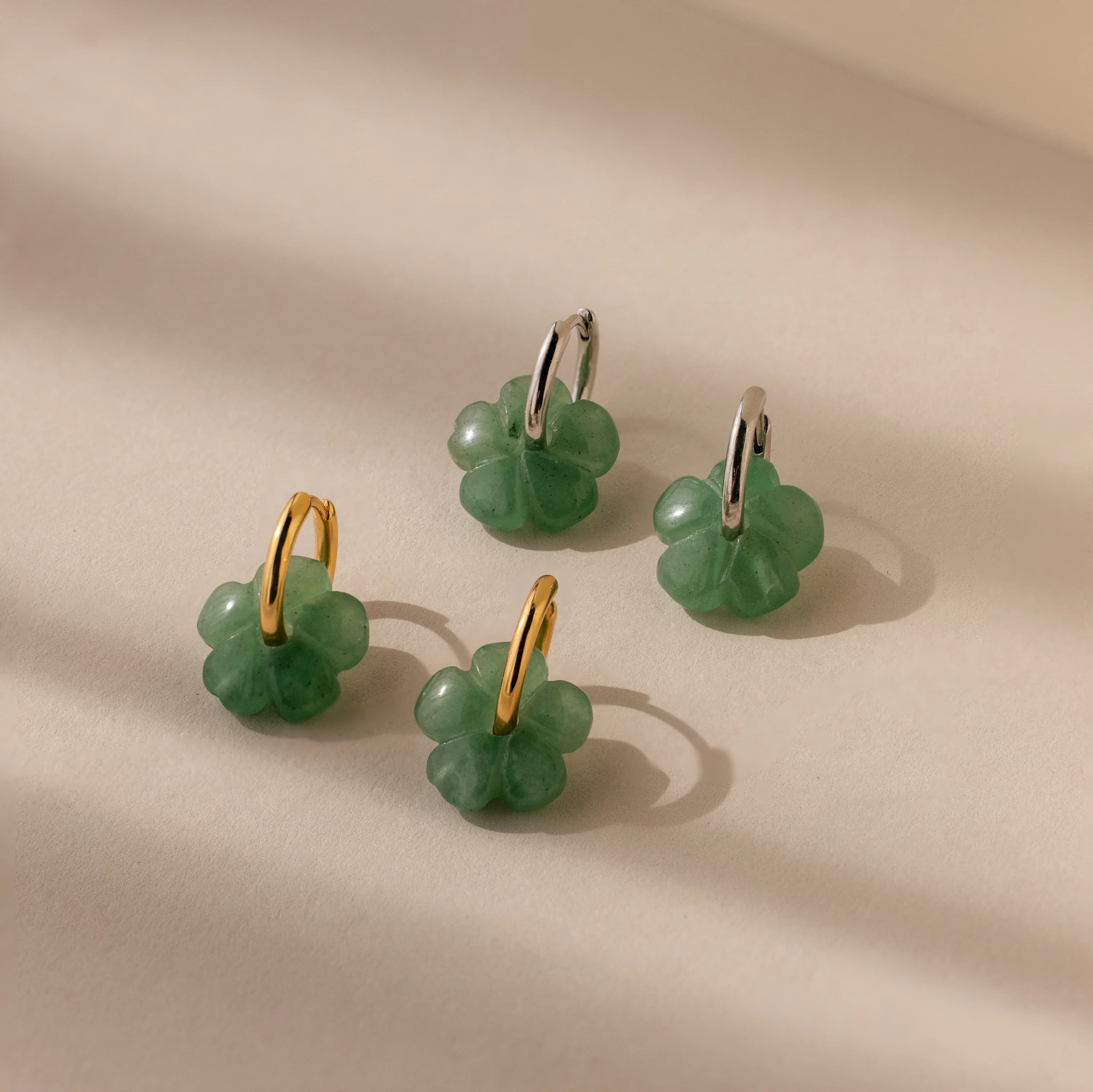 Jade Flower Hoops - Image 7
