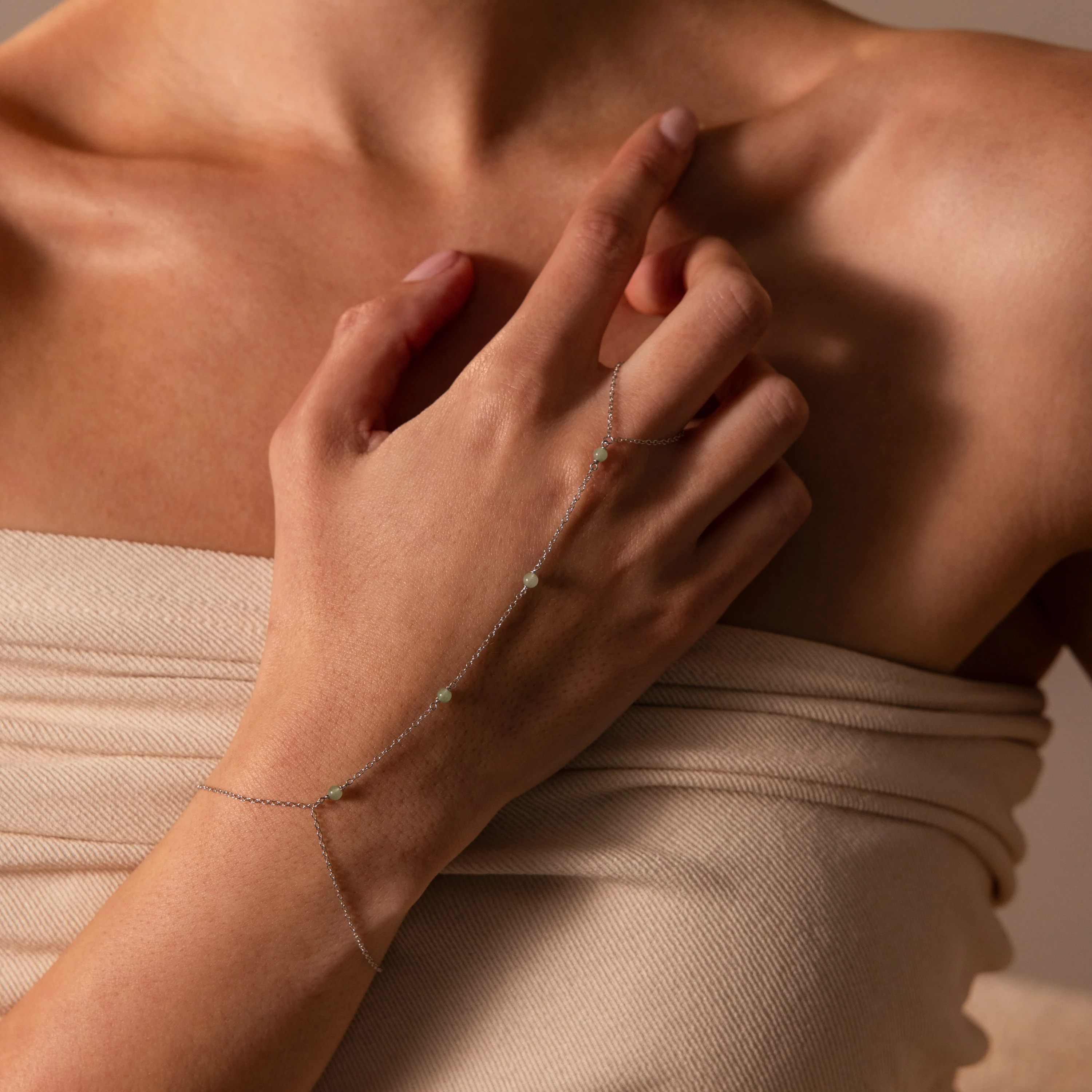 Jade Hand Chain Bracelet - Image 2