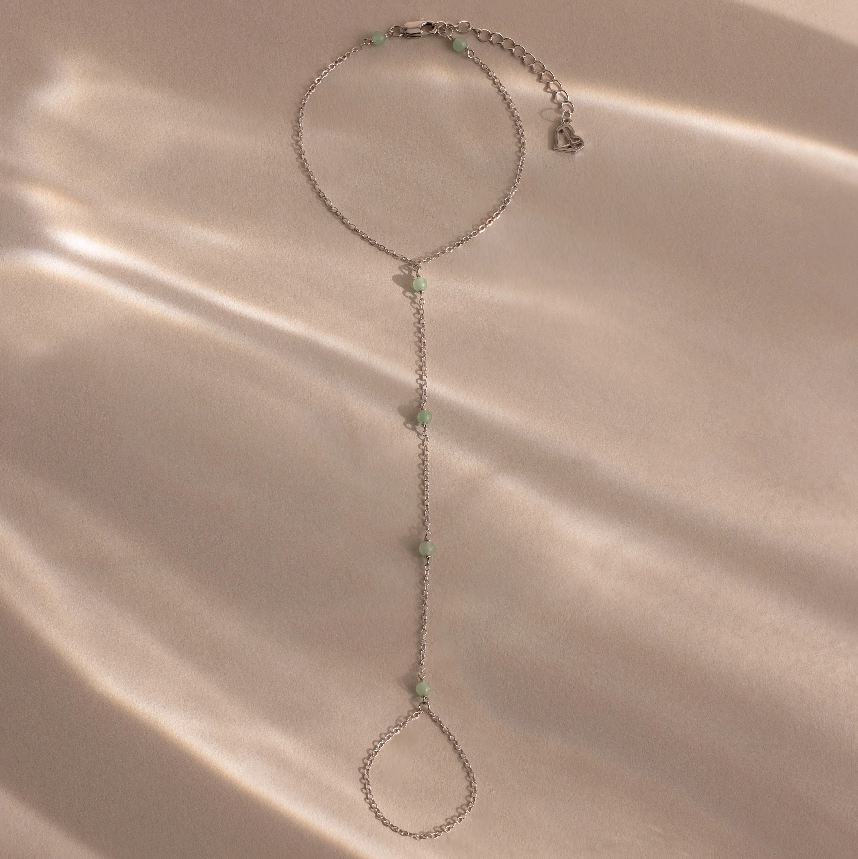 Jade Hand Chain Bracelet in Silver - Image 2