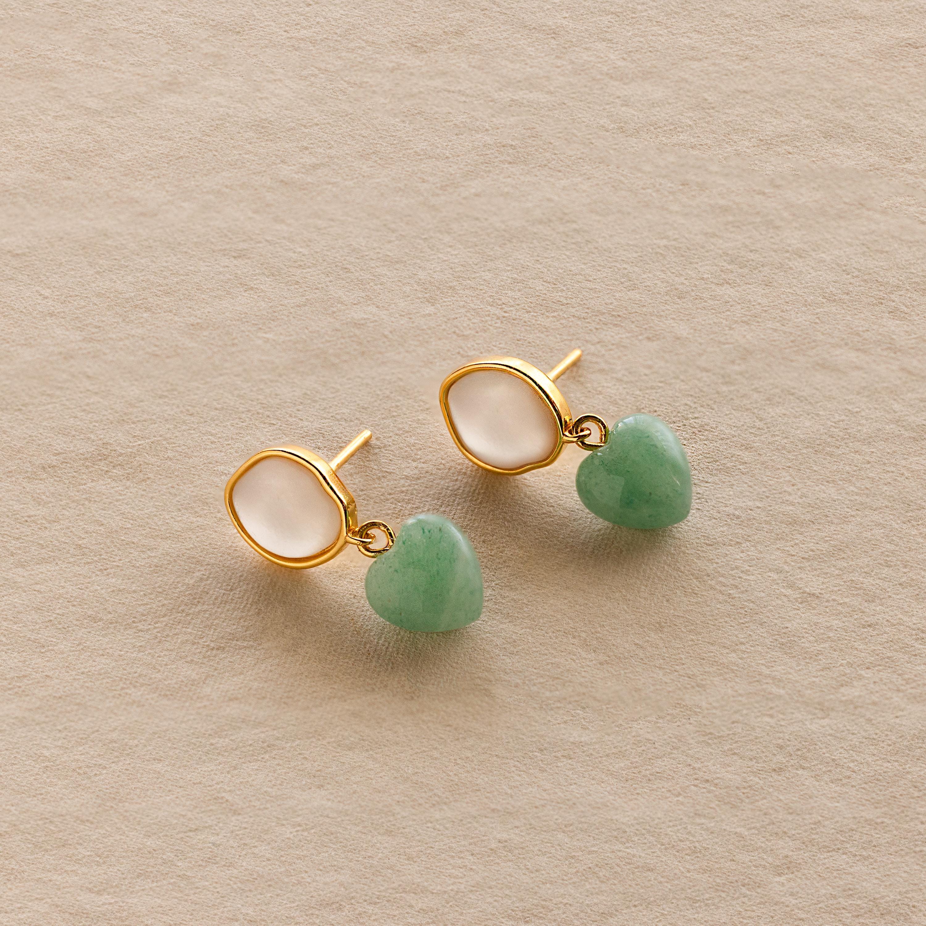 Jade Heart Drop Earrings - Image 7