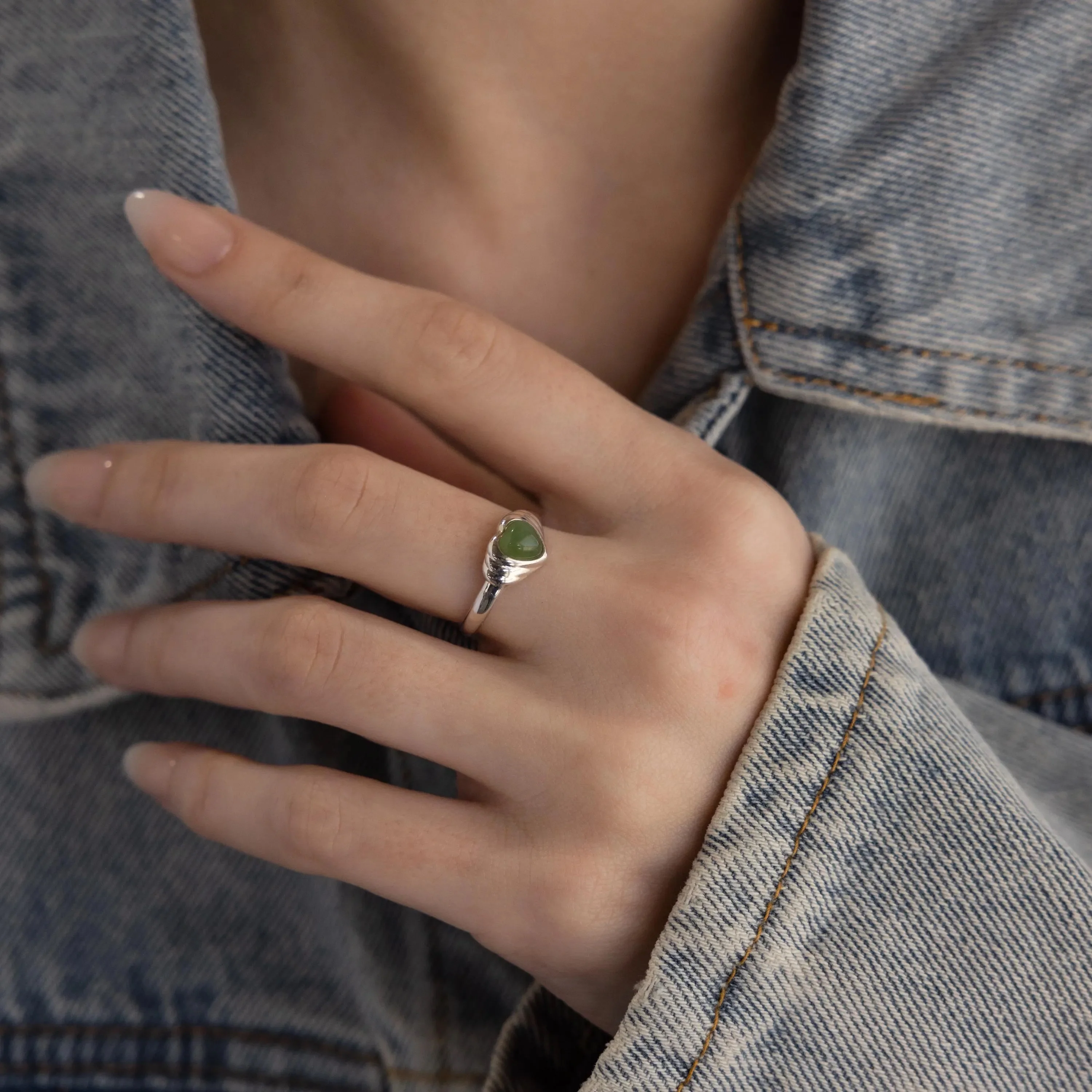 Jade Heart Signet Ring - Image 4