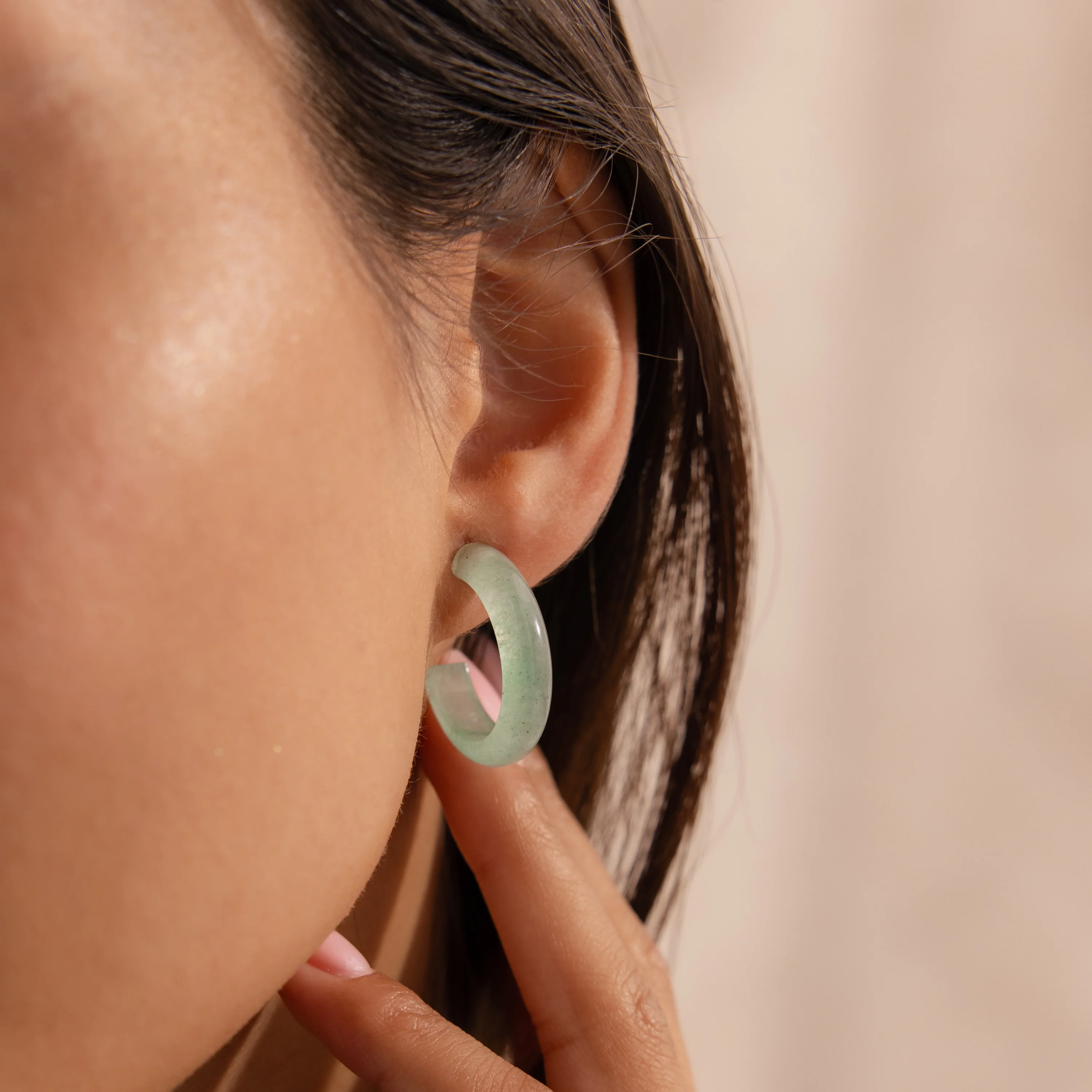 Jade Hoop Earrings - Image 2