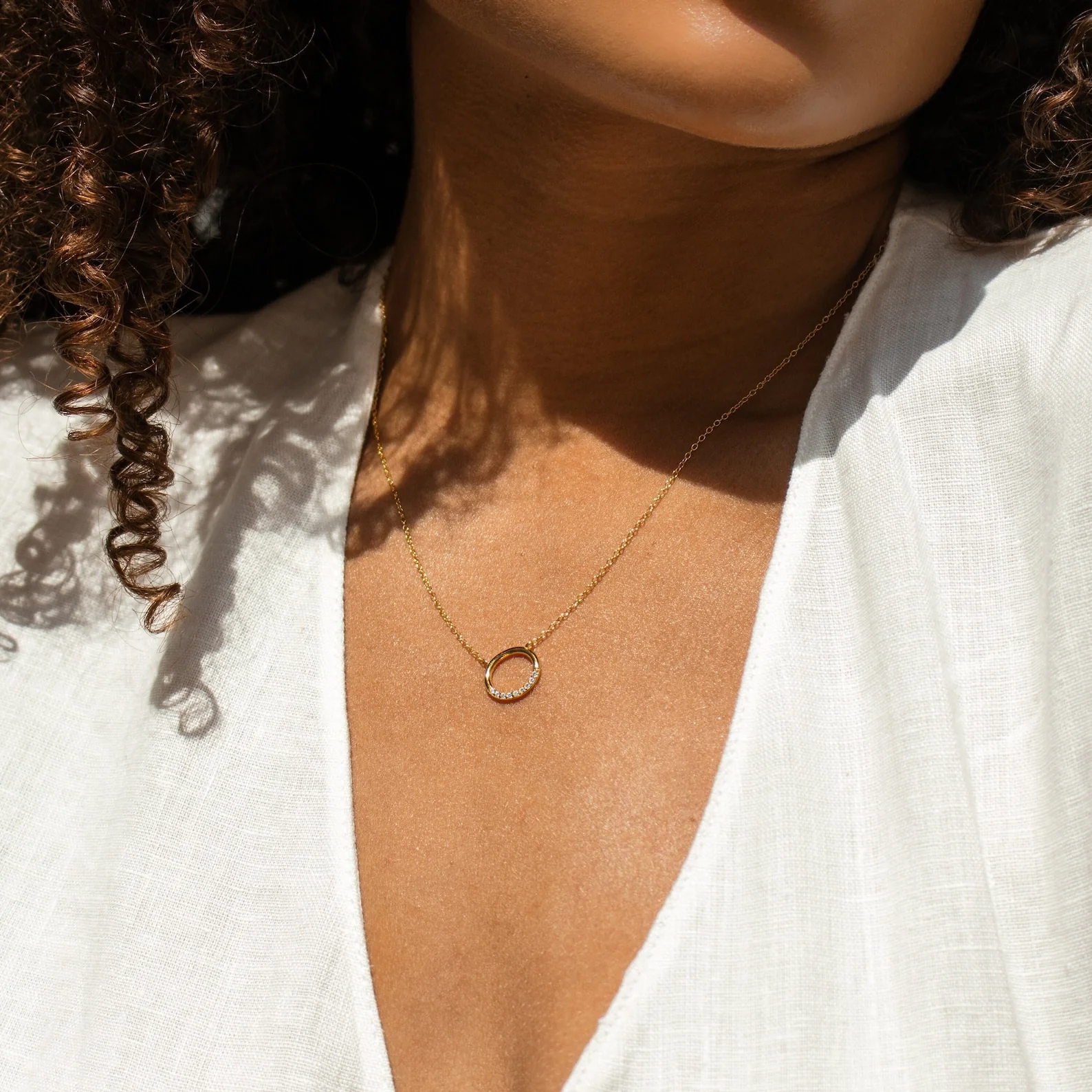 Kayla Pave Circle Necklace - Image 5