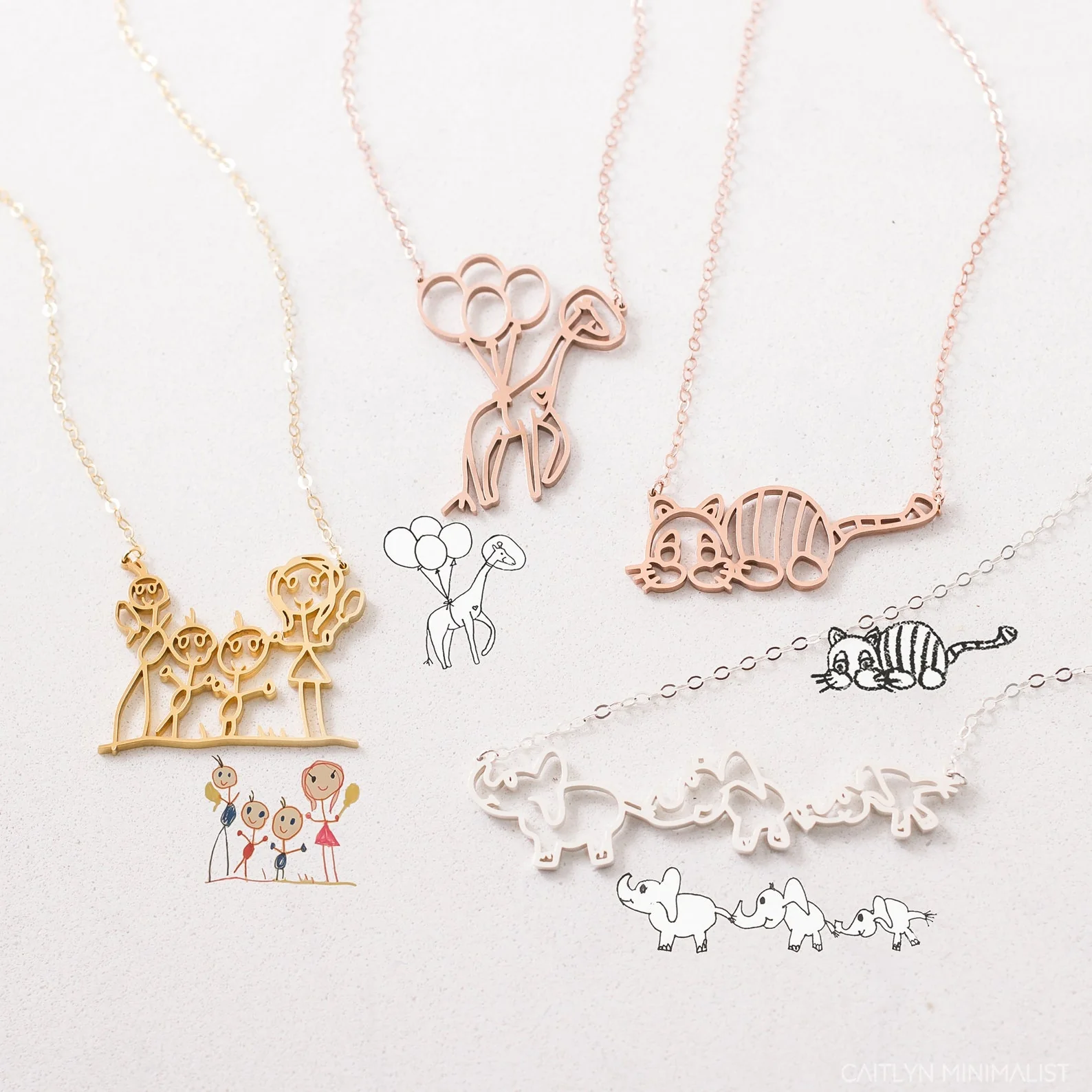 Kids Drawing Necklace in 18K Gold - Image 4