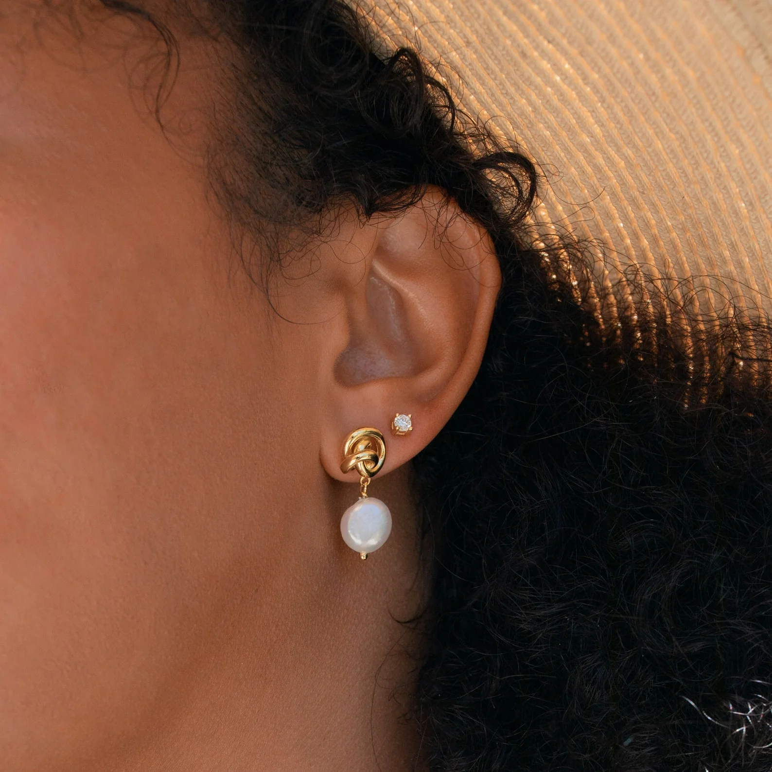 Knot Pearl Drop Earrings - Image 6