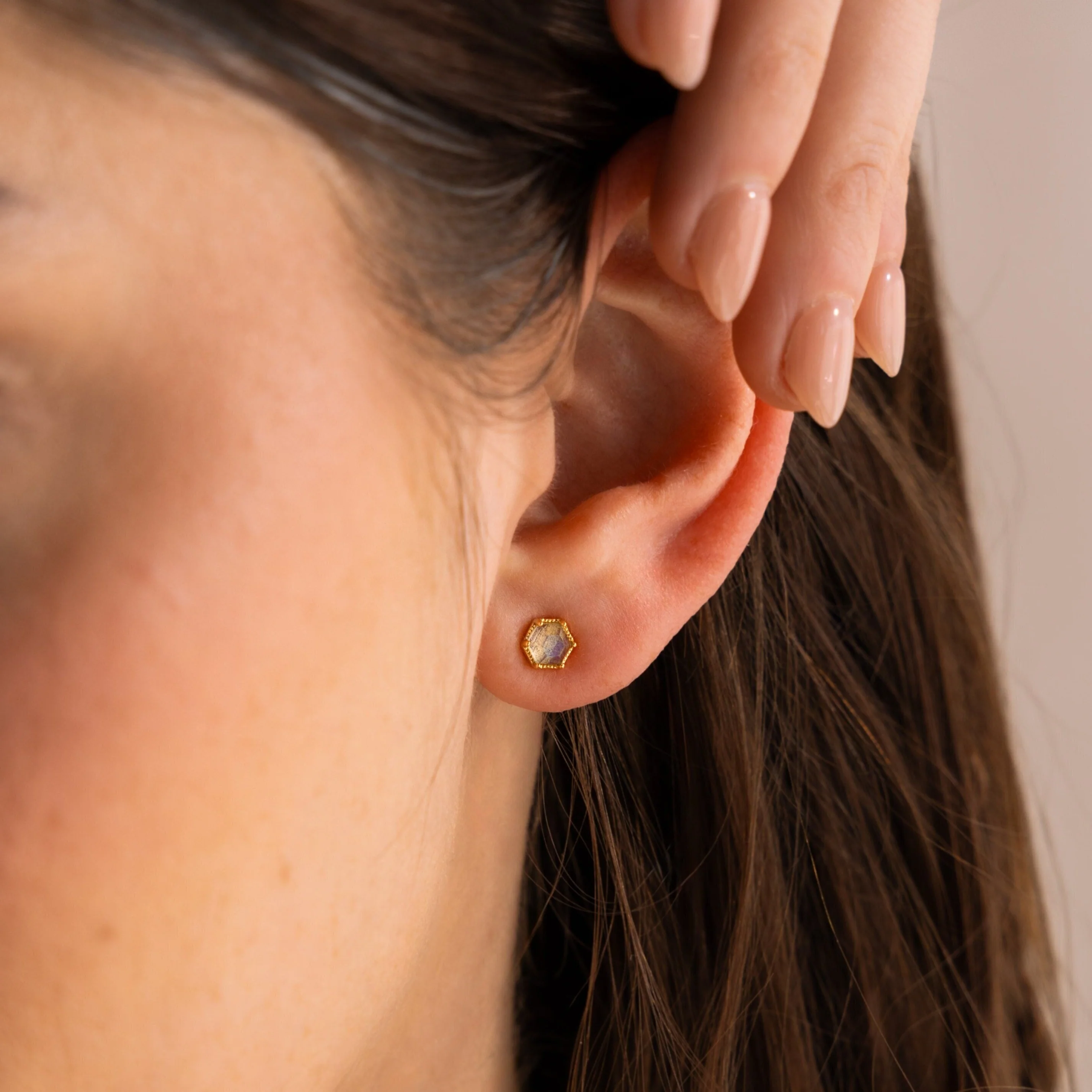 Labradorite Hexagon Studs - Image 2