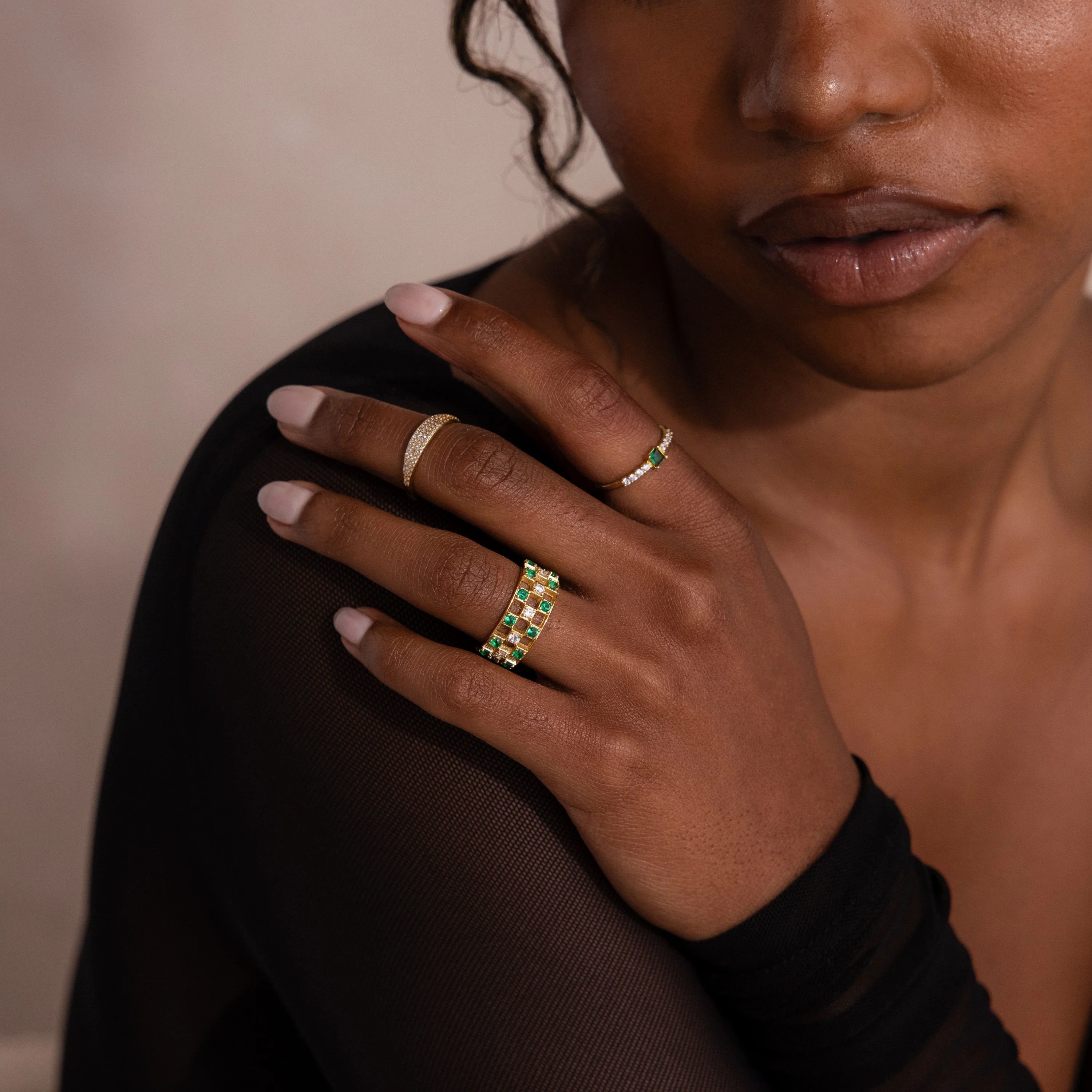 Lace Checkered Emerald Ring - Image 4
