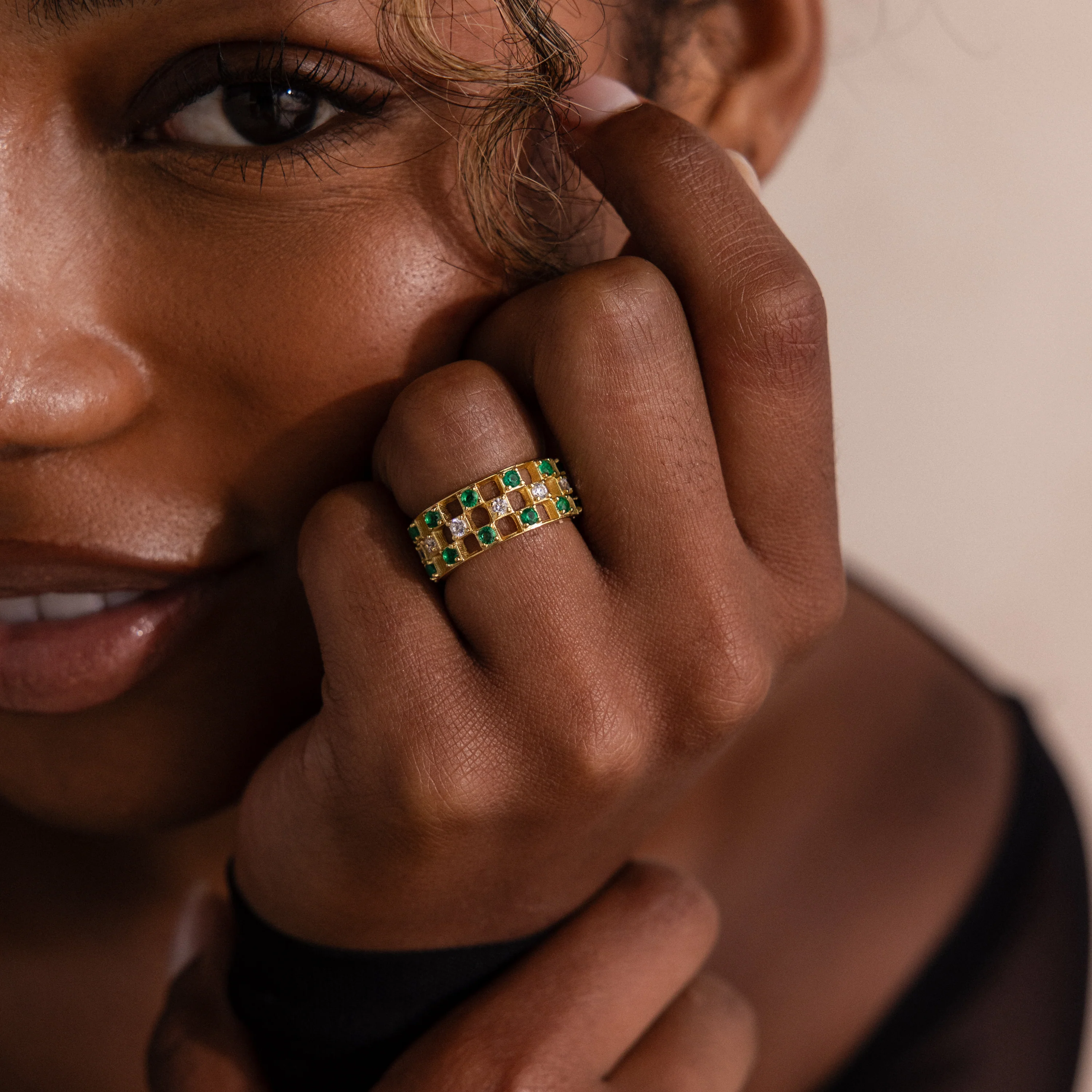 Lace Checkered Emerald Ring - Image 2