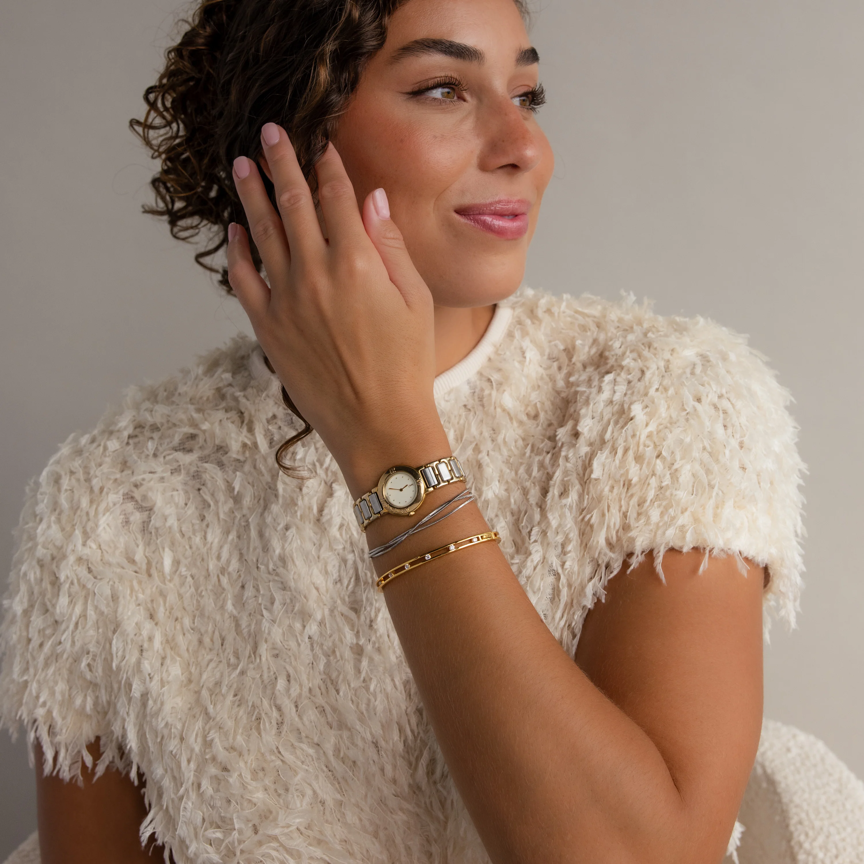 Lace Diamond Bangle in Silver - Image 6