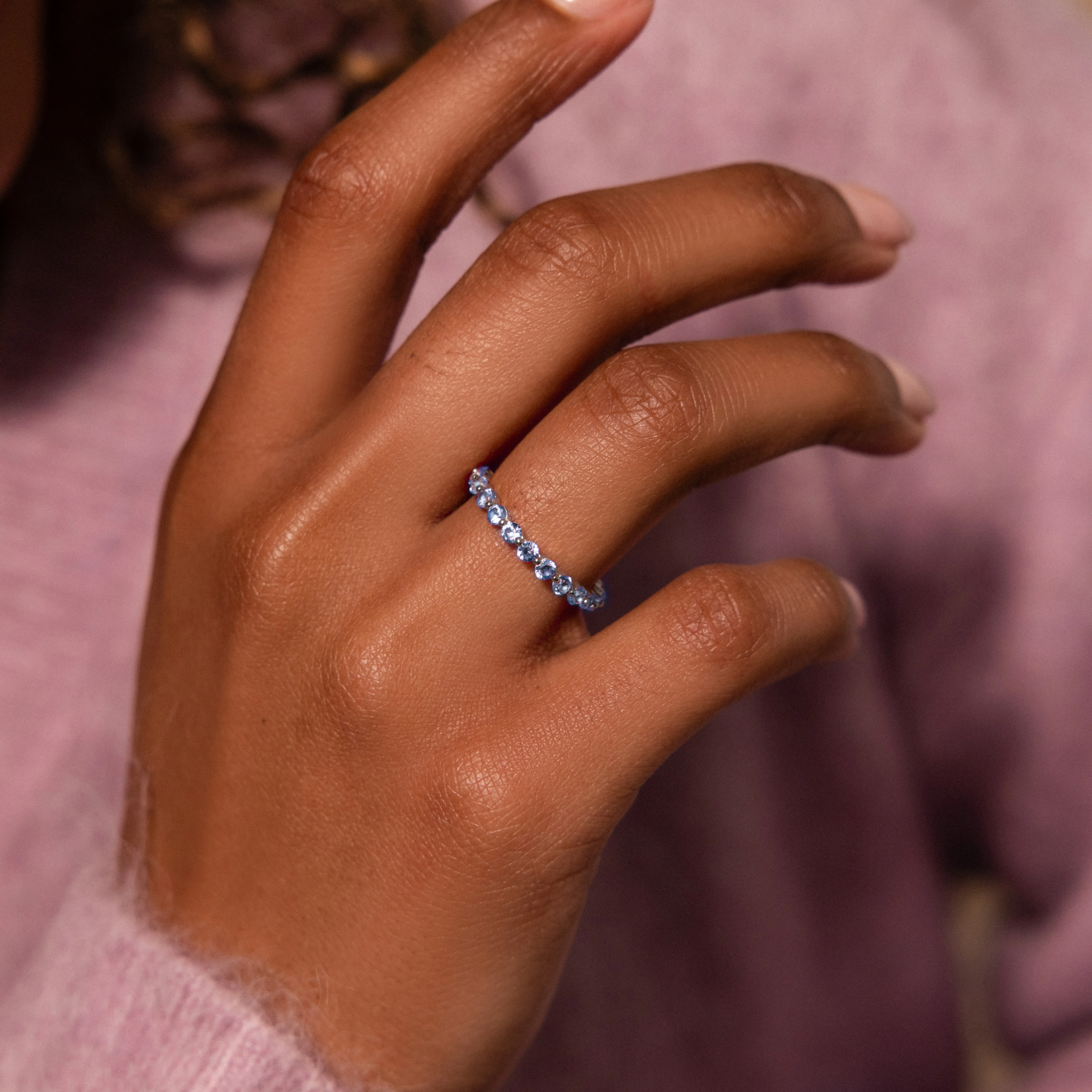 Lace Eternity Blue Zircon Ring - Image 2