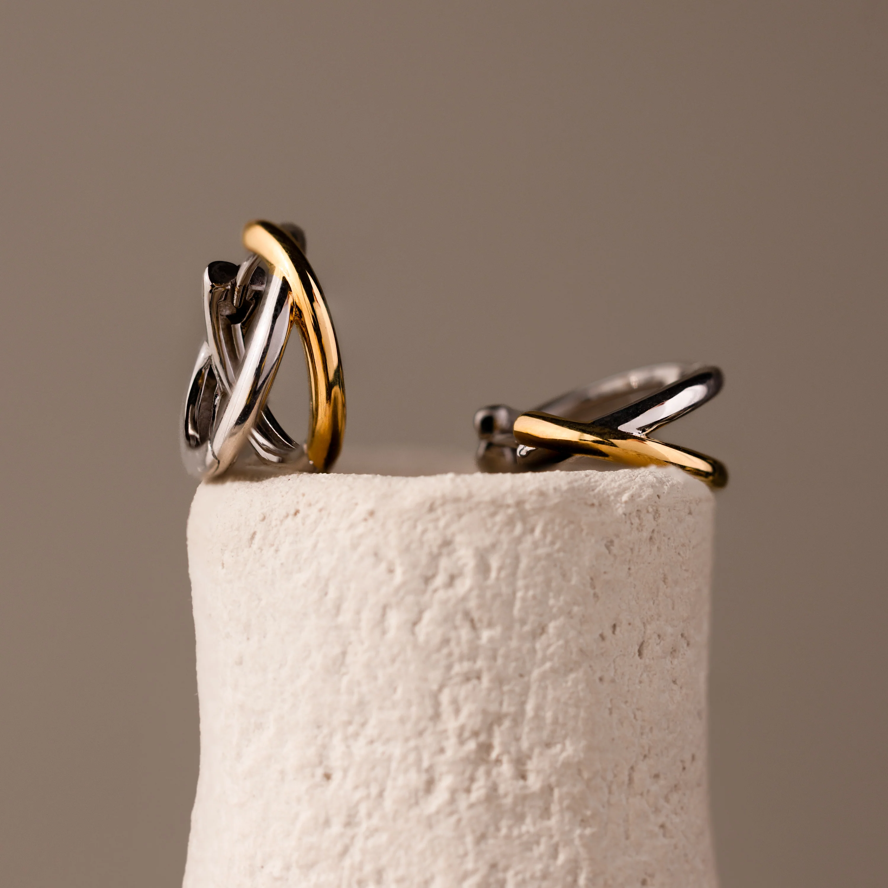 Laced Mixed Metal Huggies - Image 3