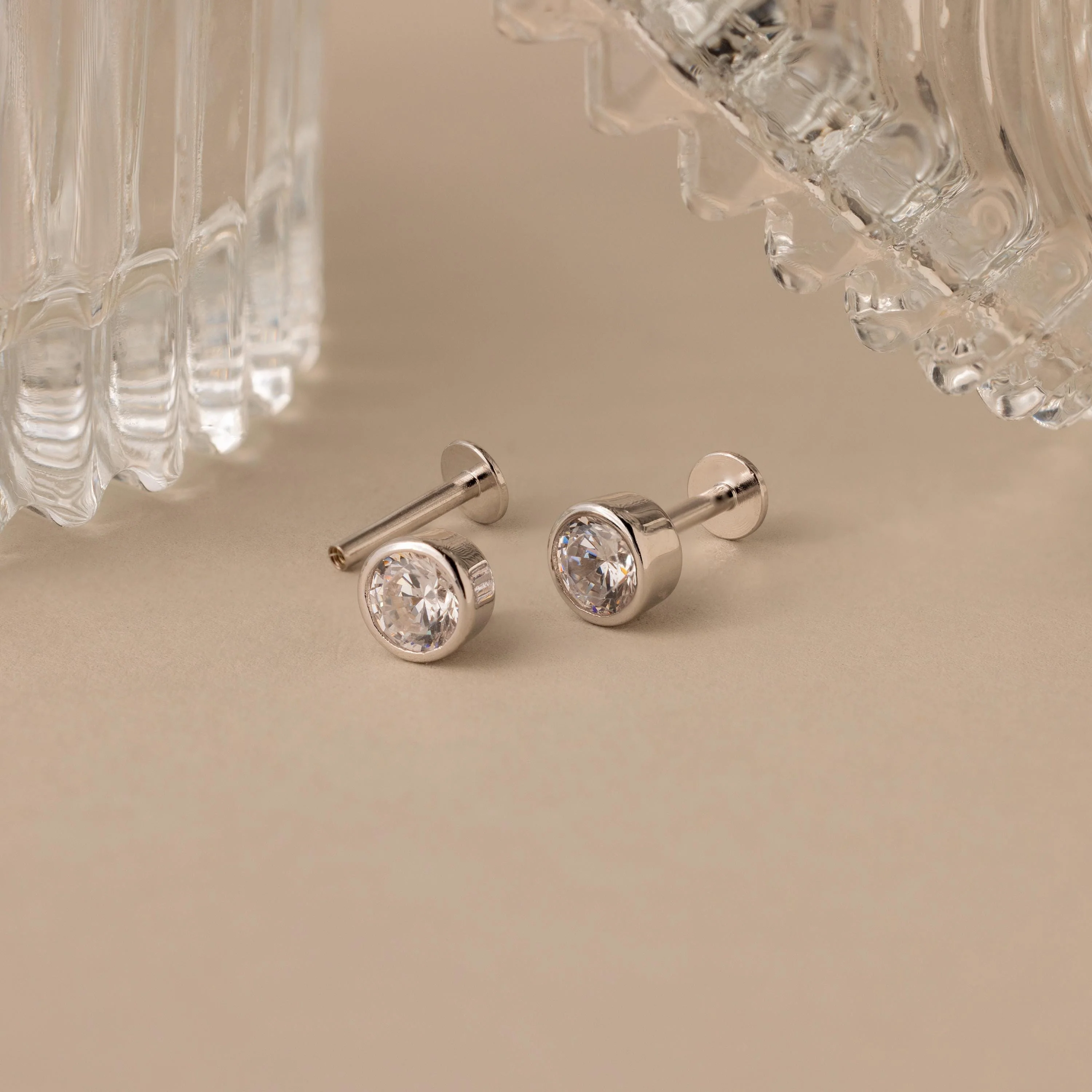Large Diamond Bezel Flatback Studs - Image 4