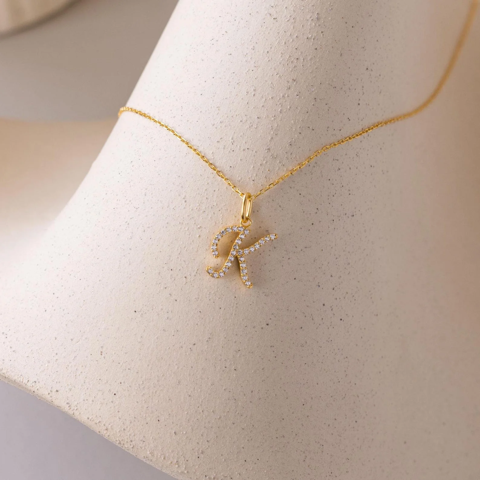 Large Pave Initial Necklace - Image 7