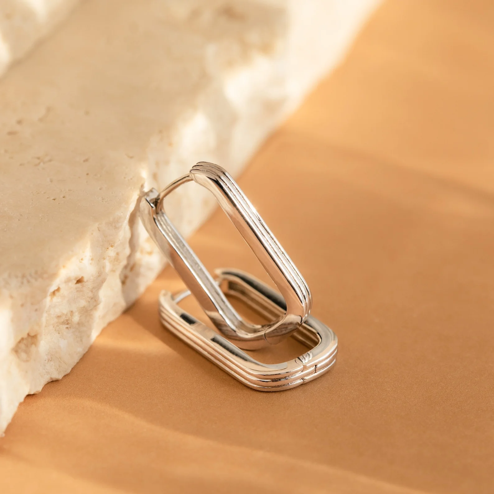 Large Ribbed Link Hoops - Image 5