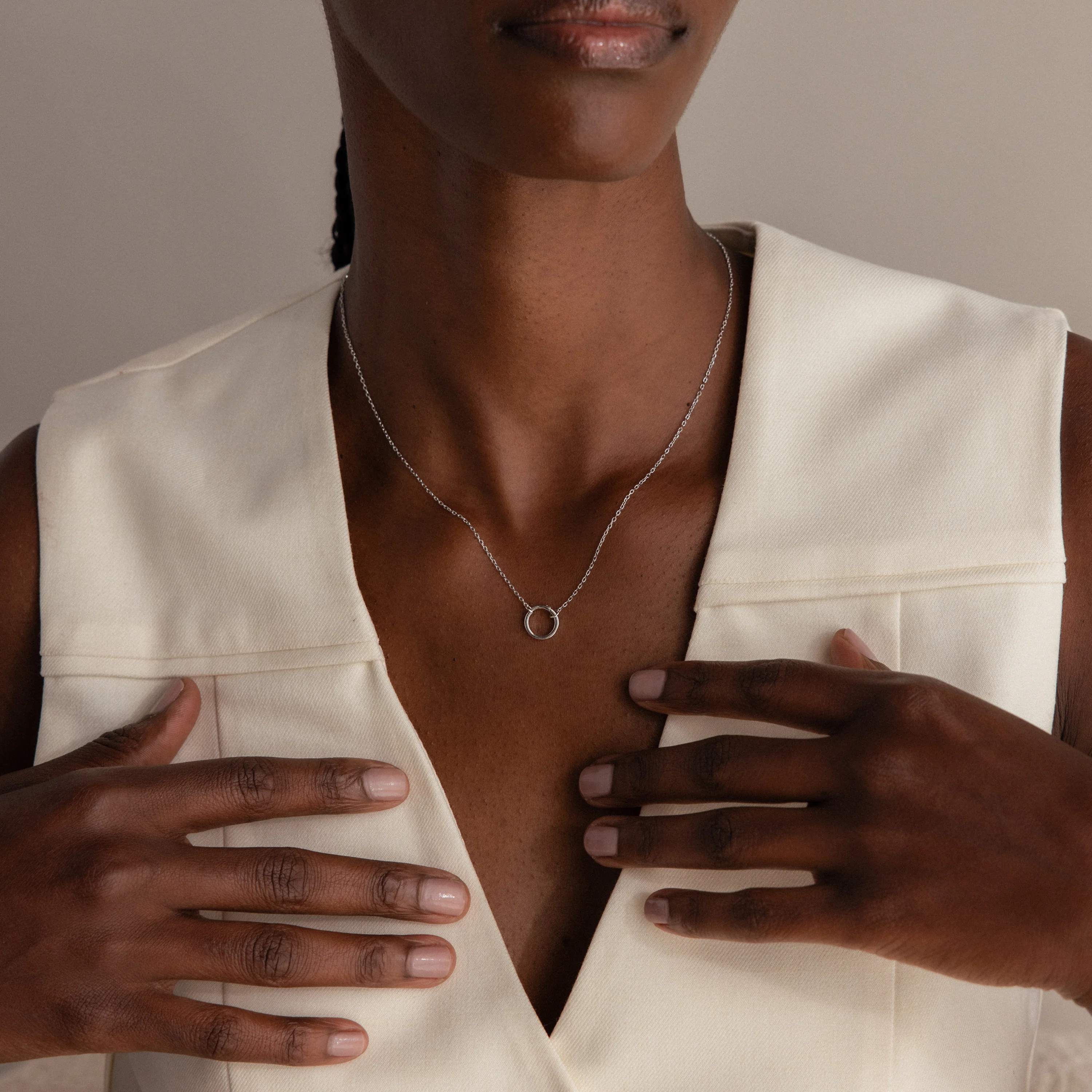 Large Rolo Clasp Necklace in Silver - Image 6