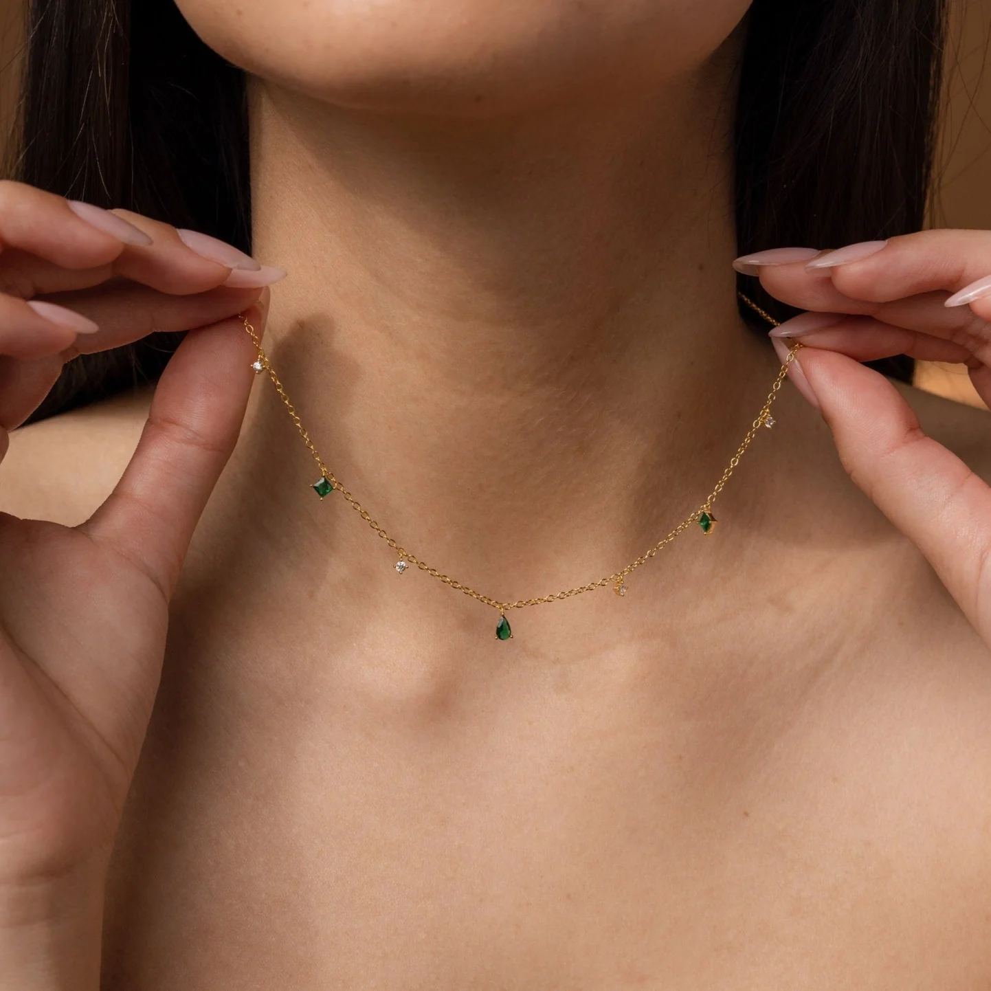 Larissa Emerald Station Necklace - Image 6