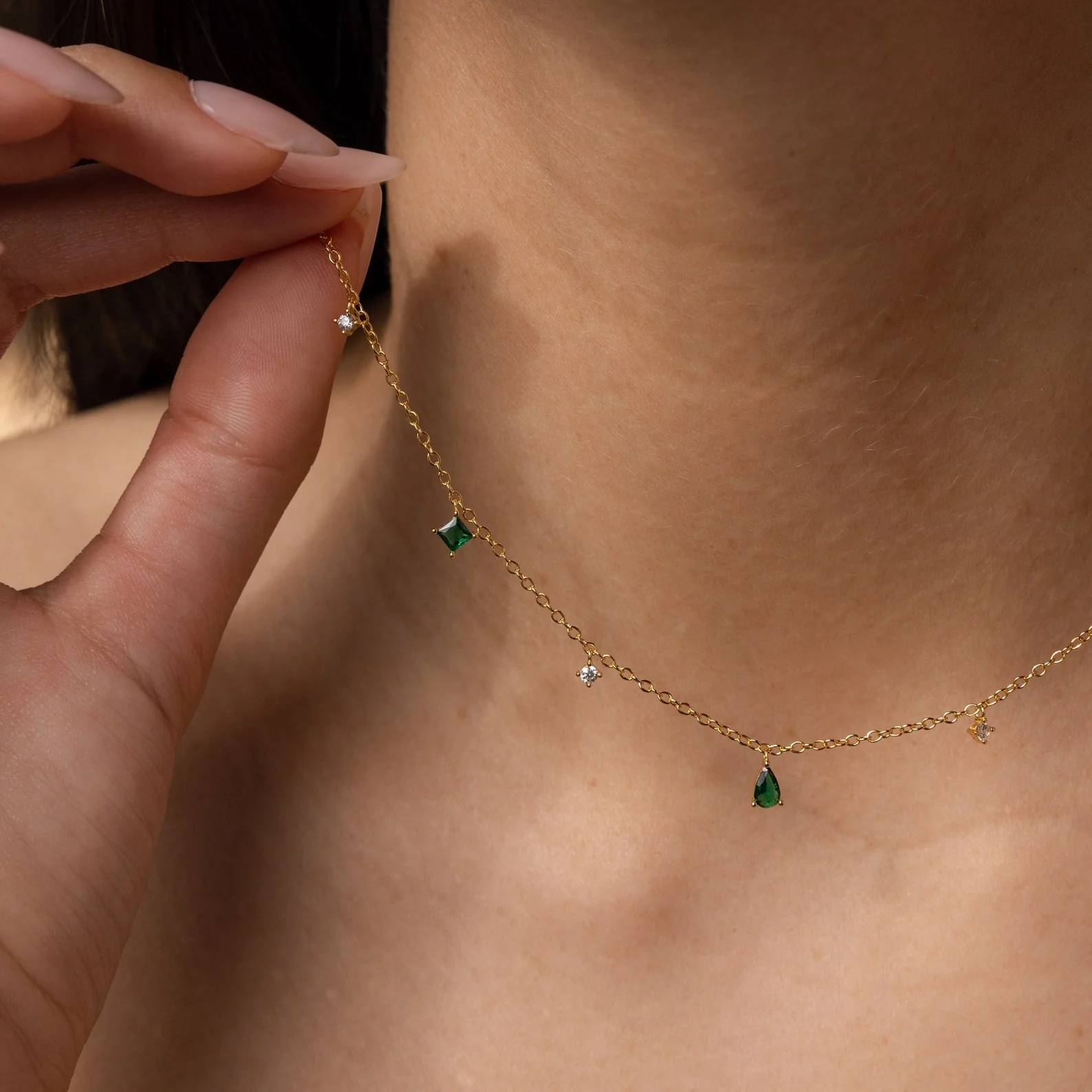 Larissa Emerald Station Necklace - Image 8