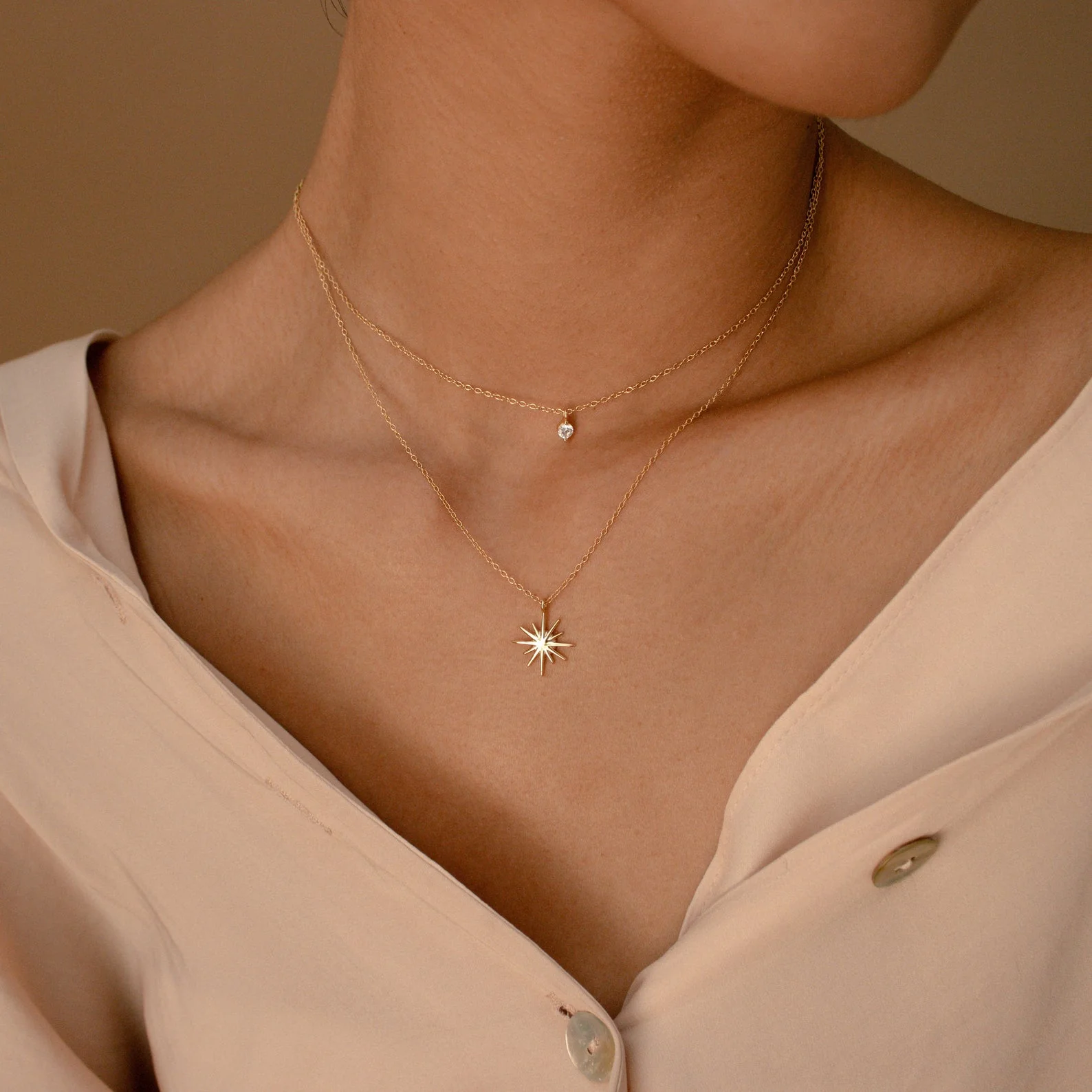 Laura Starburst Duo Necklace in 18K Gold - Image 2