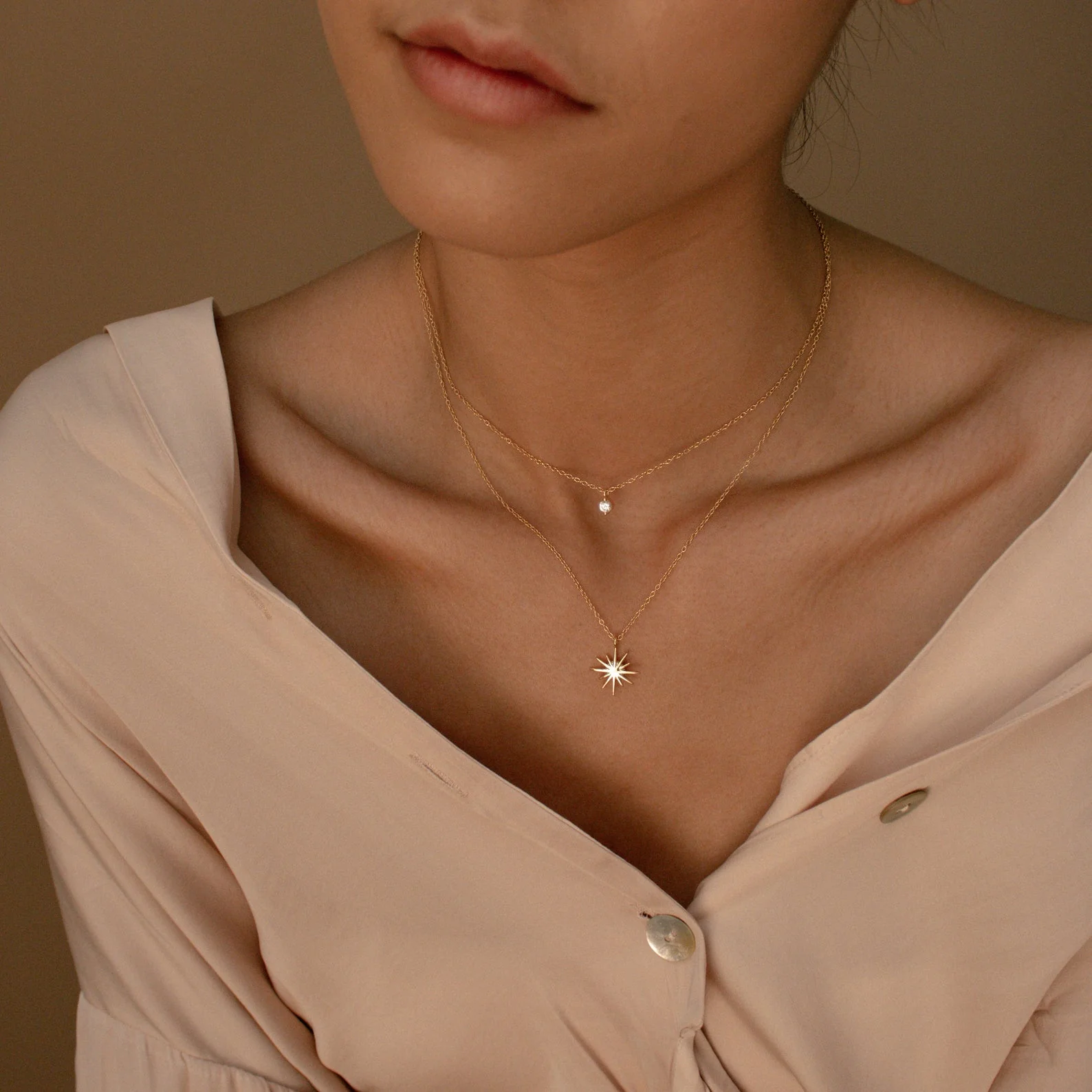 Laura Starburst Duo Necklace in 18K Gold - Image 7