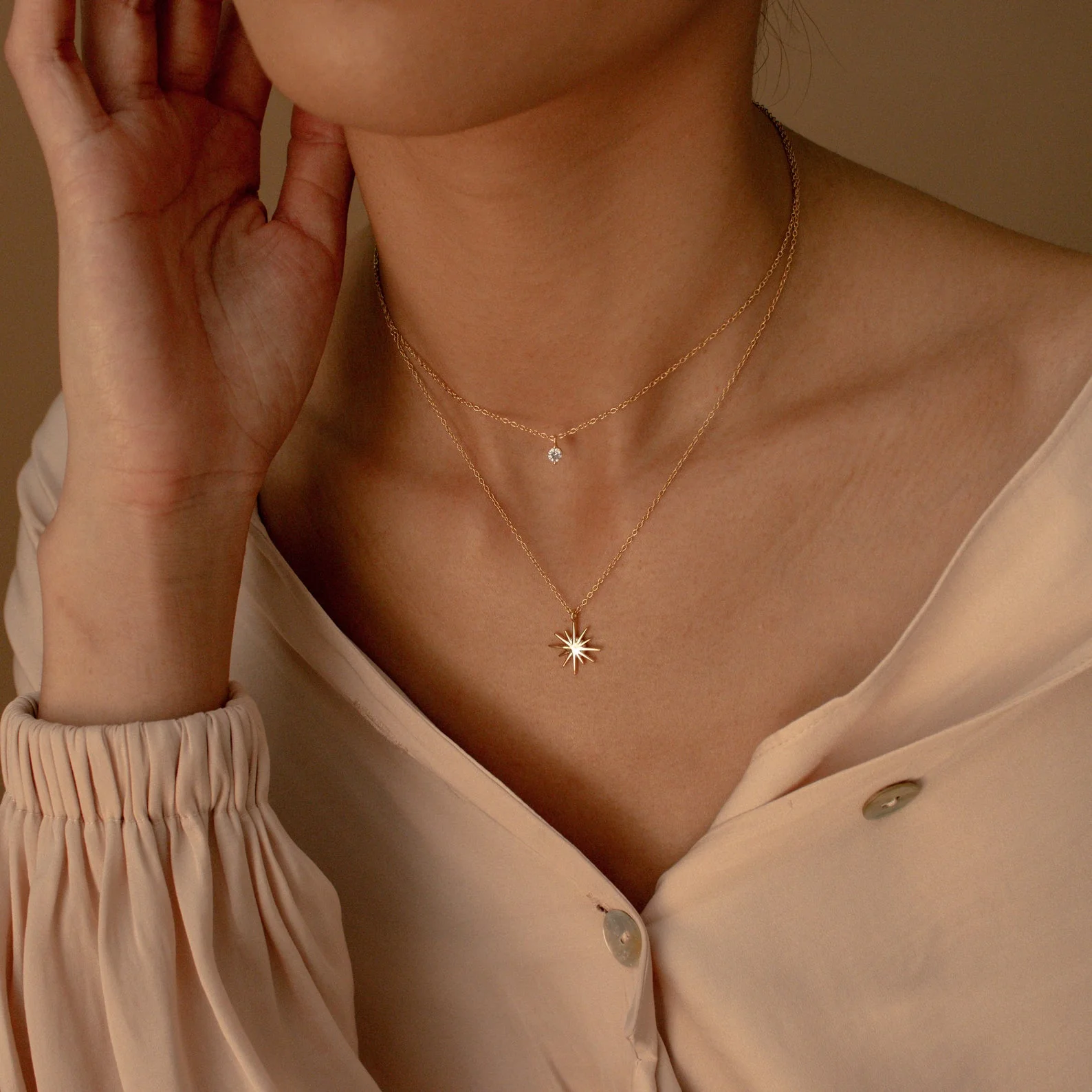 Laura Starburst Duo Necklace in 18K Gold - Image 6