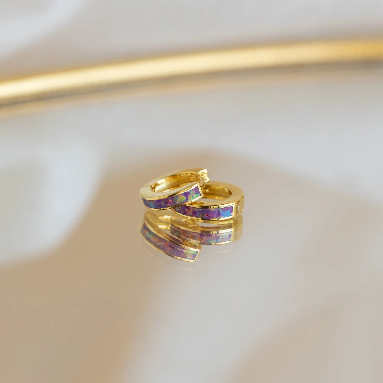Lavender Opal Inlay Huggies - Image 2