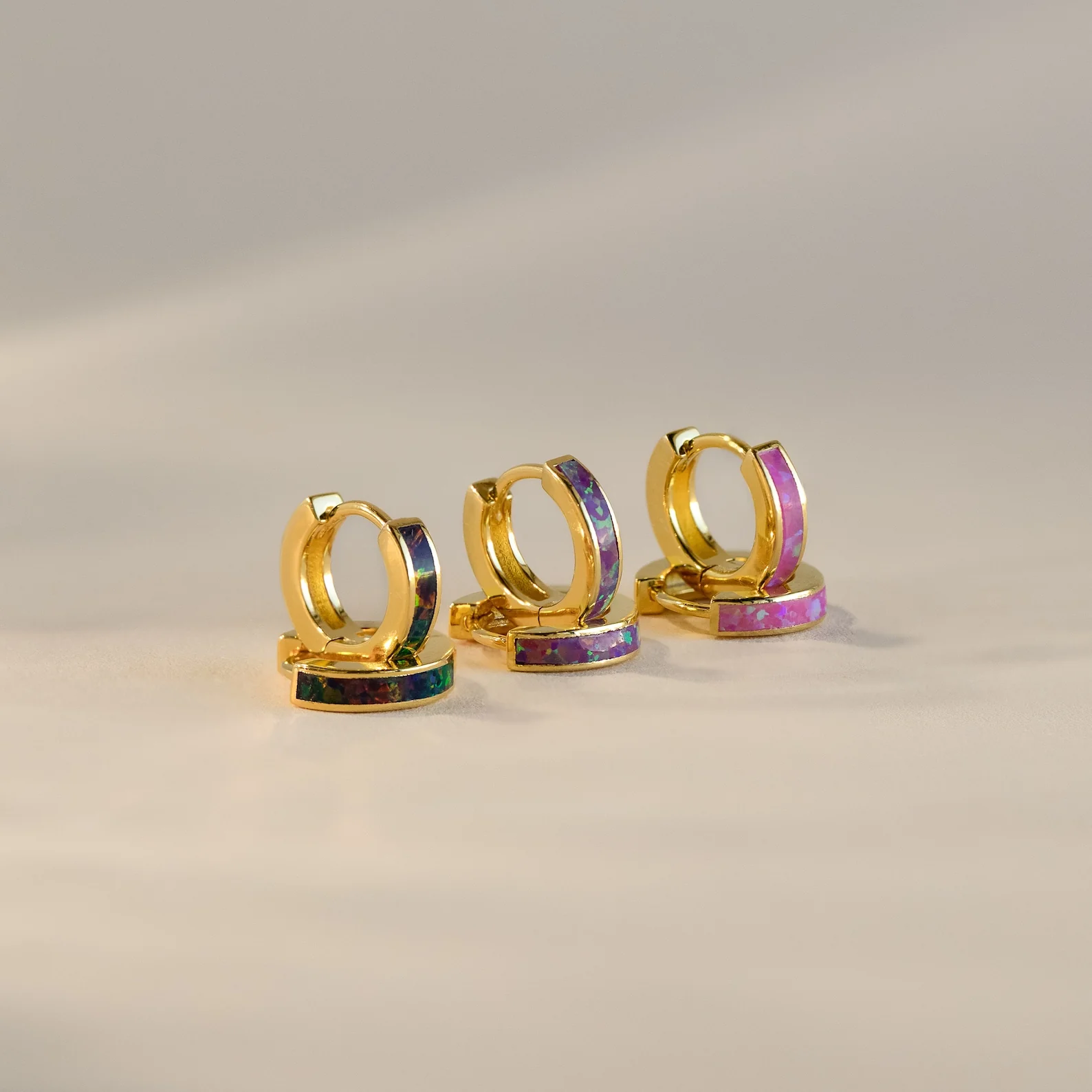 Lavender Opal Inlay Huggies - Image 7
