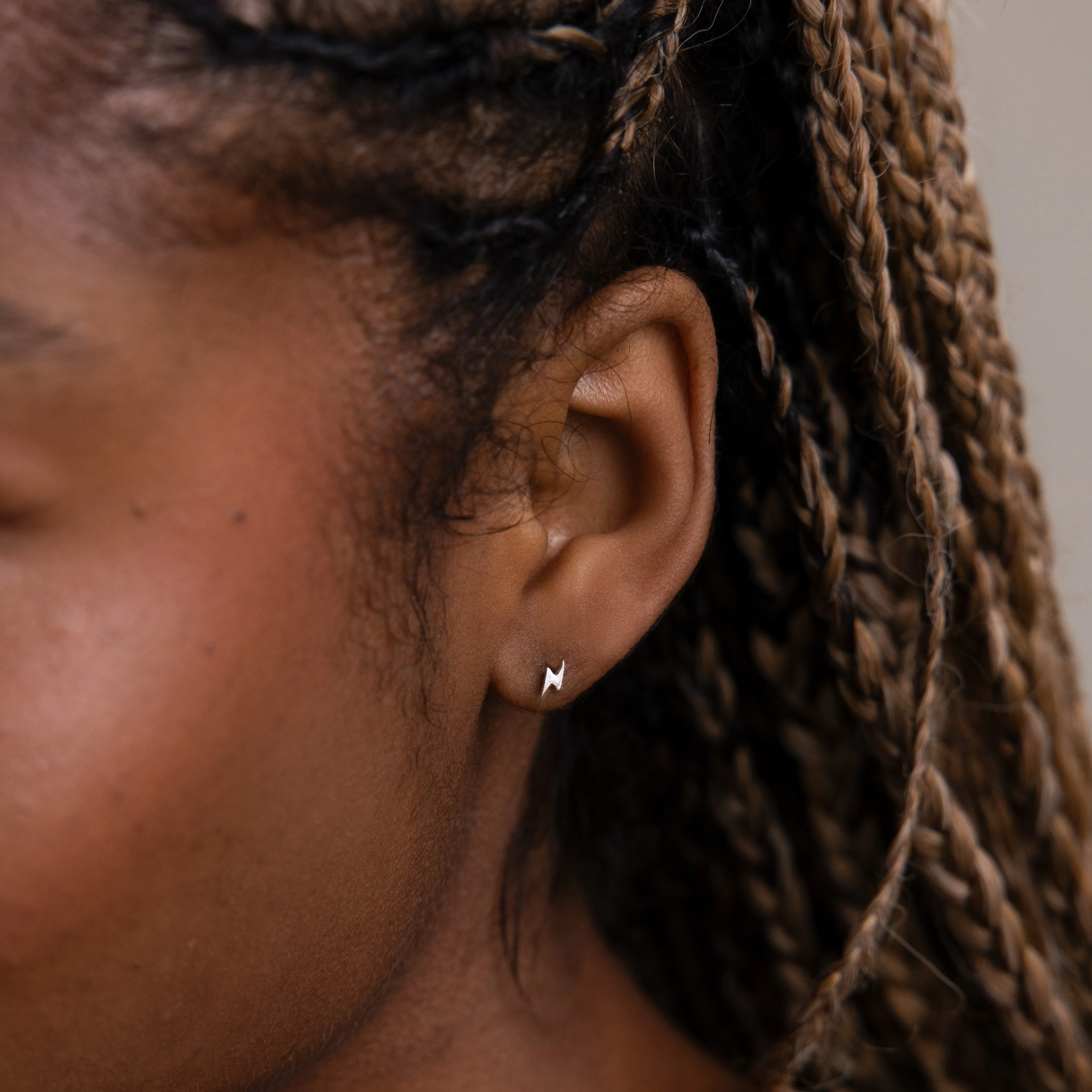 Lightning Bolt Studs in Silver - Image 2