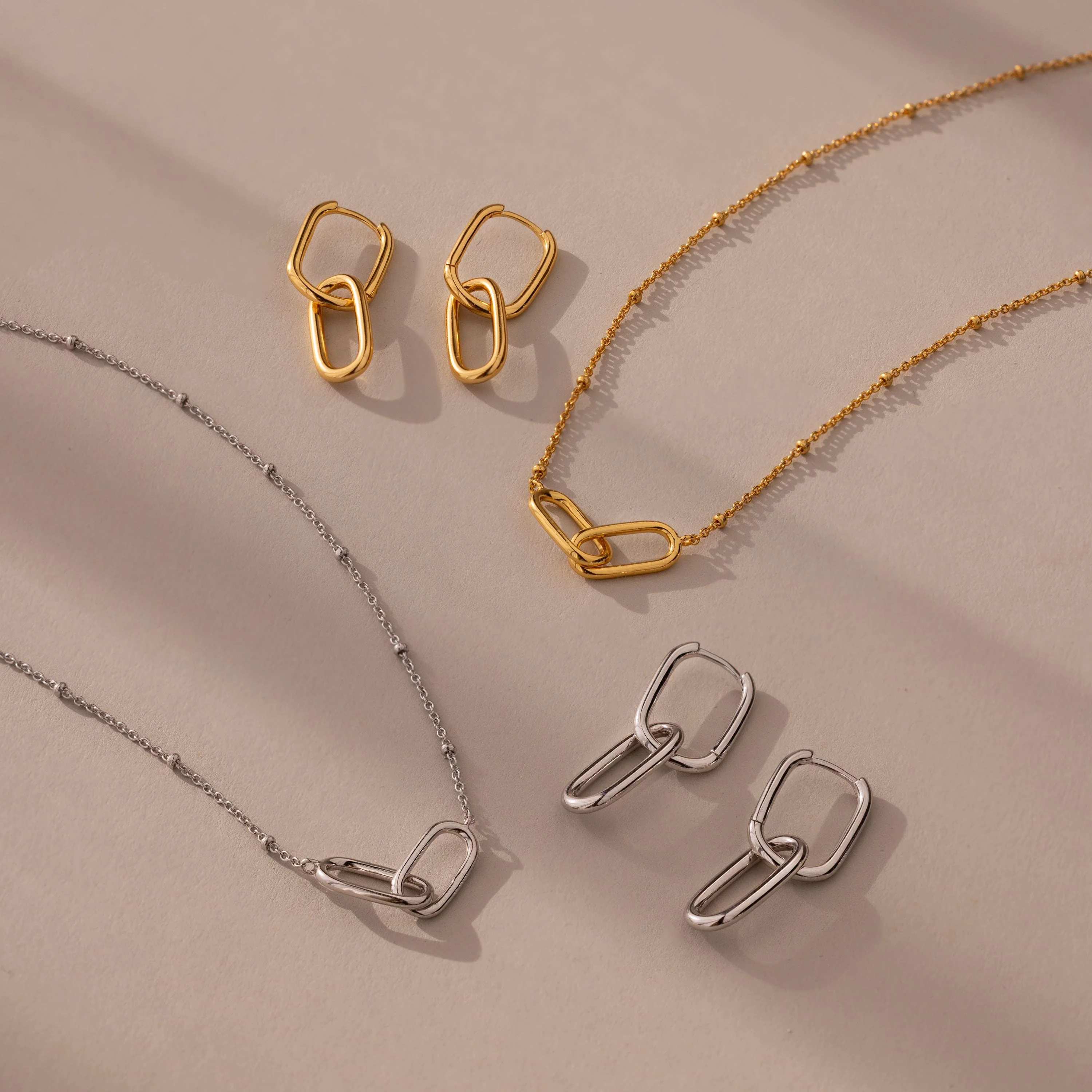 Linked Charm Necklace and Earrings Set in 18K Gold - Image 6