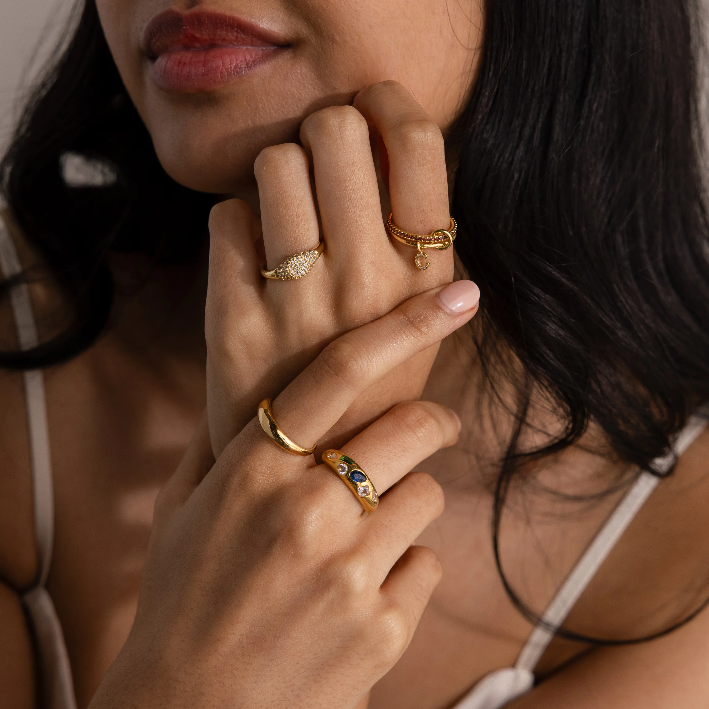 Linked Initial Alexandrite Ring Set - Image 6