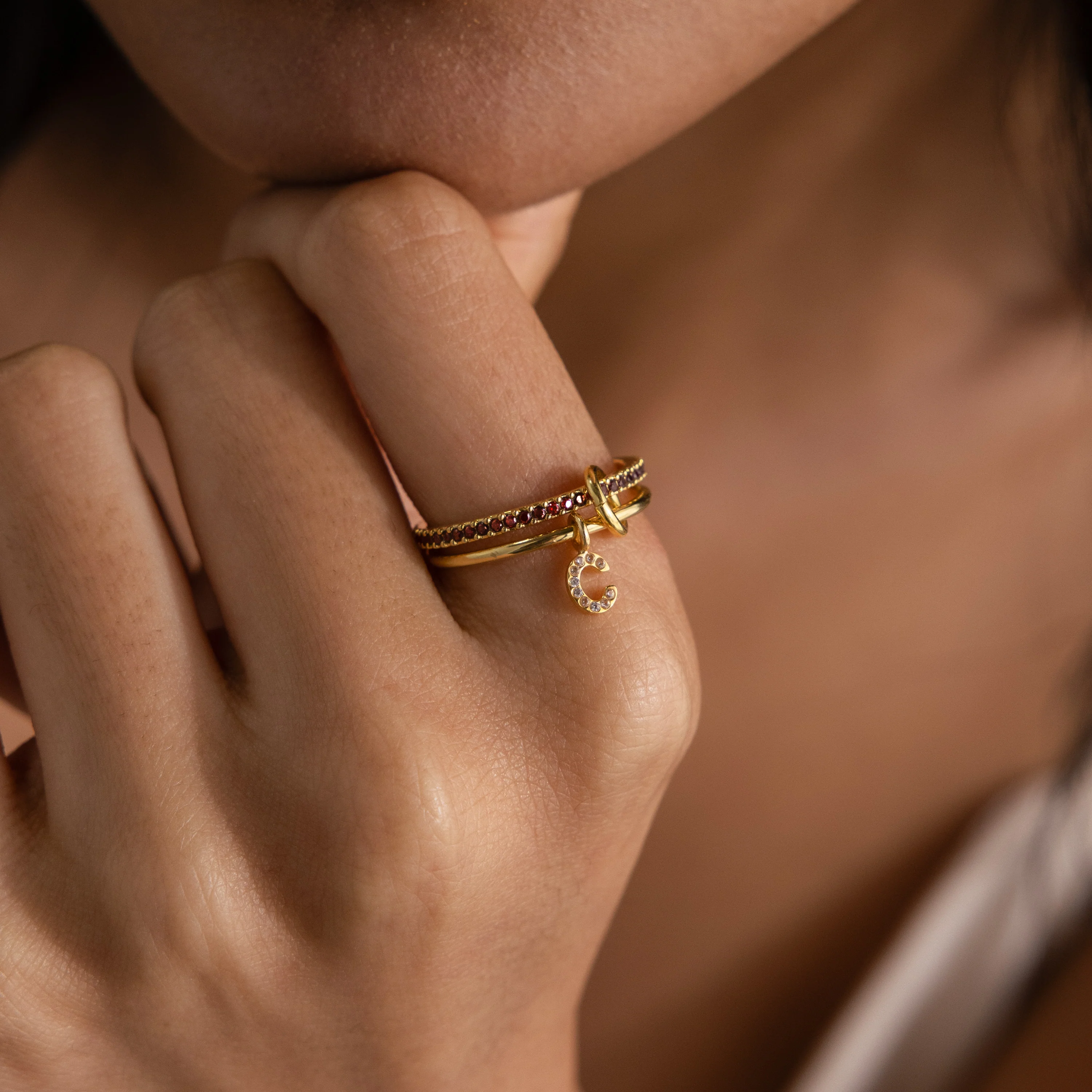 Linked Initial Alexandrite Ring Set - Image 2