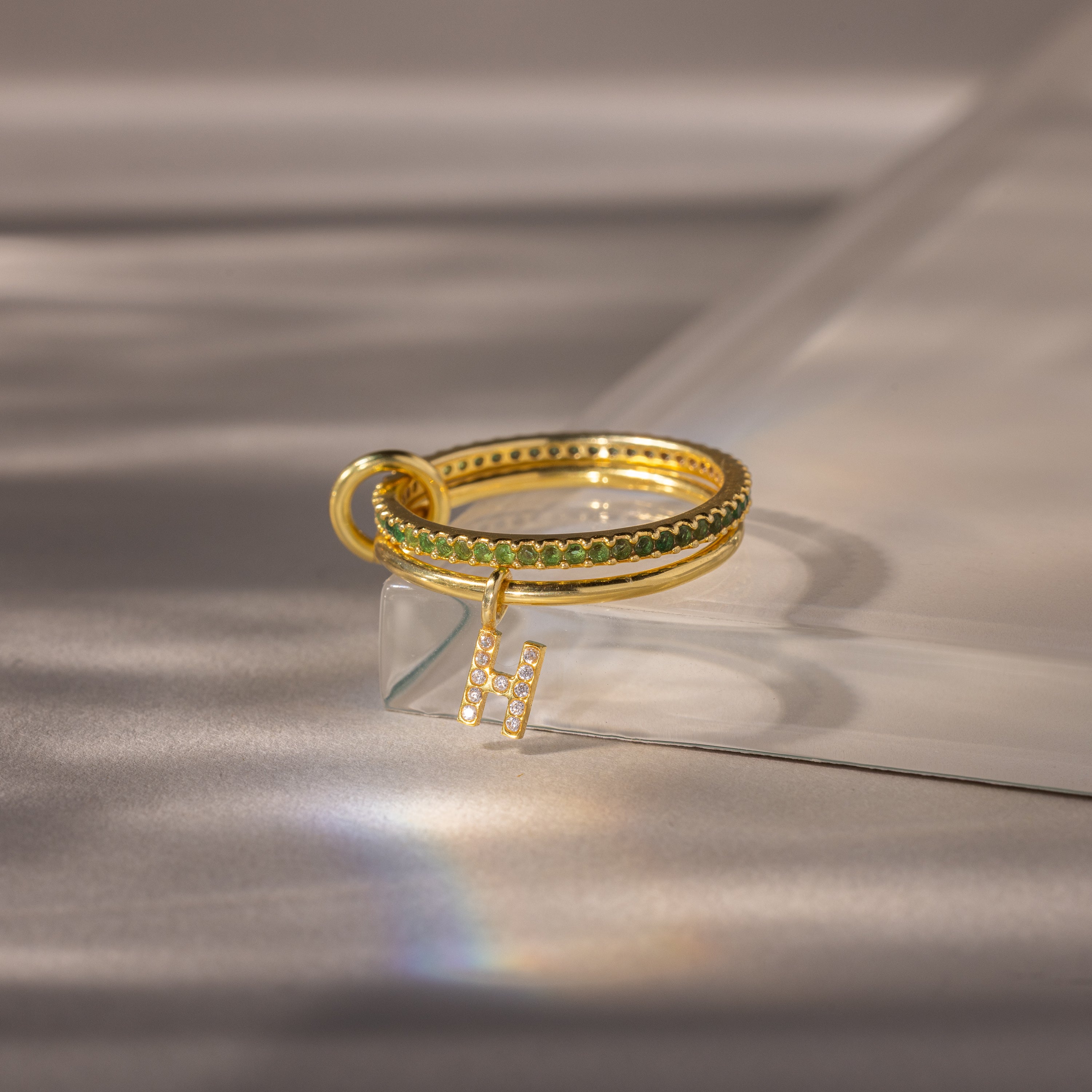 Linked Initial Birthstone Ring Set - Image 6