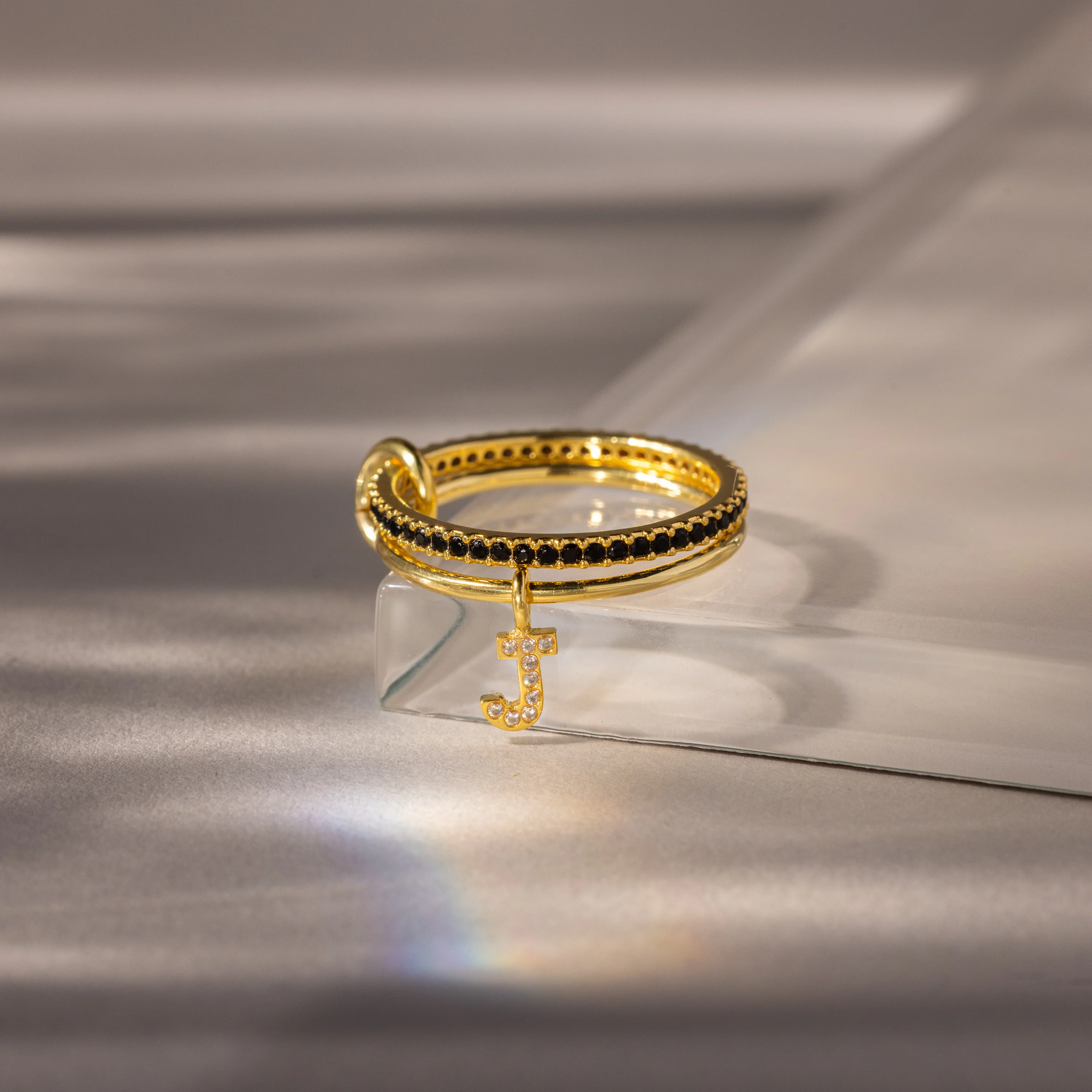 Linked Initial Birthstone Ring Set - Image 7