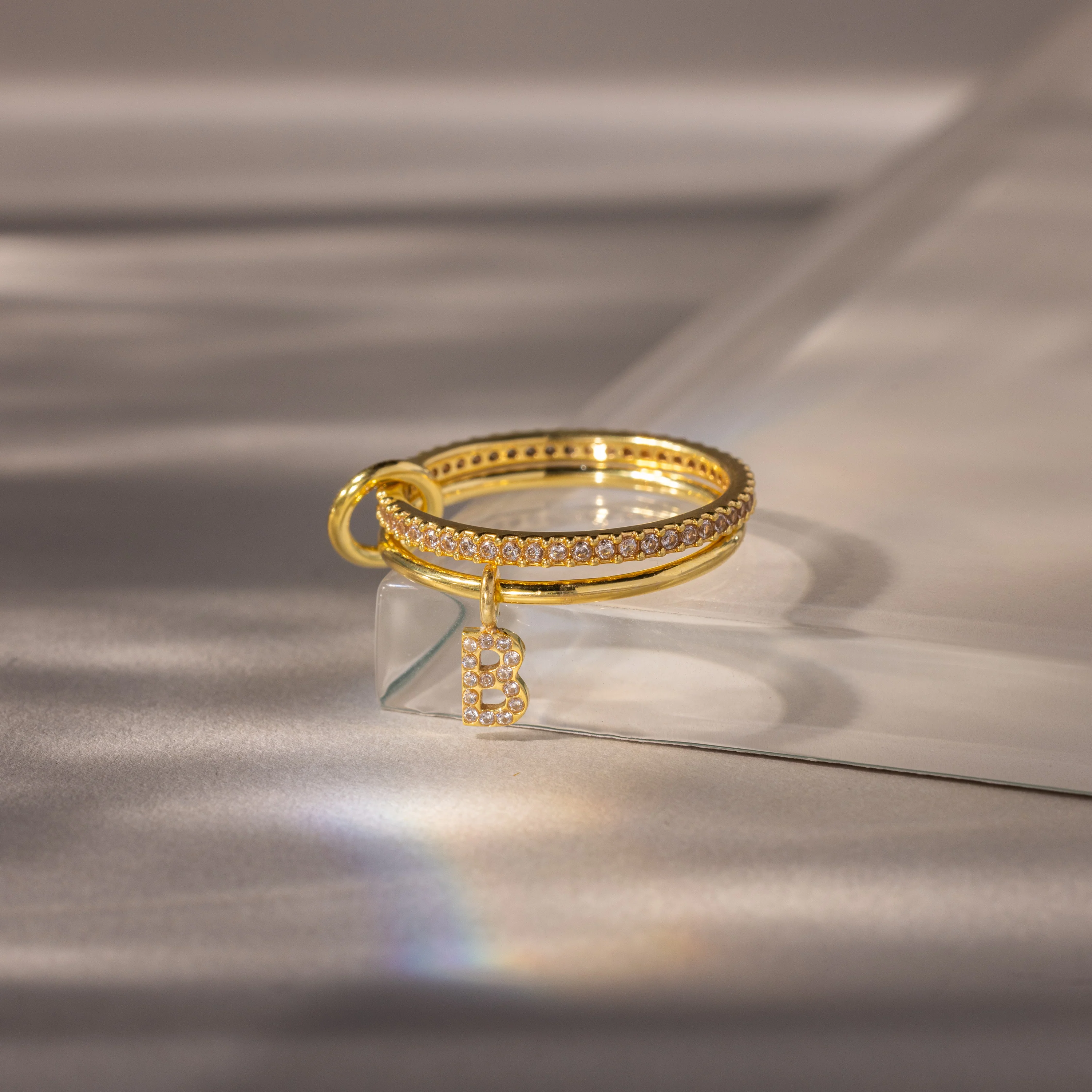 Linked Initial Birthstone Ring Set - Image 9