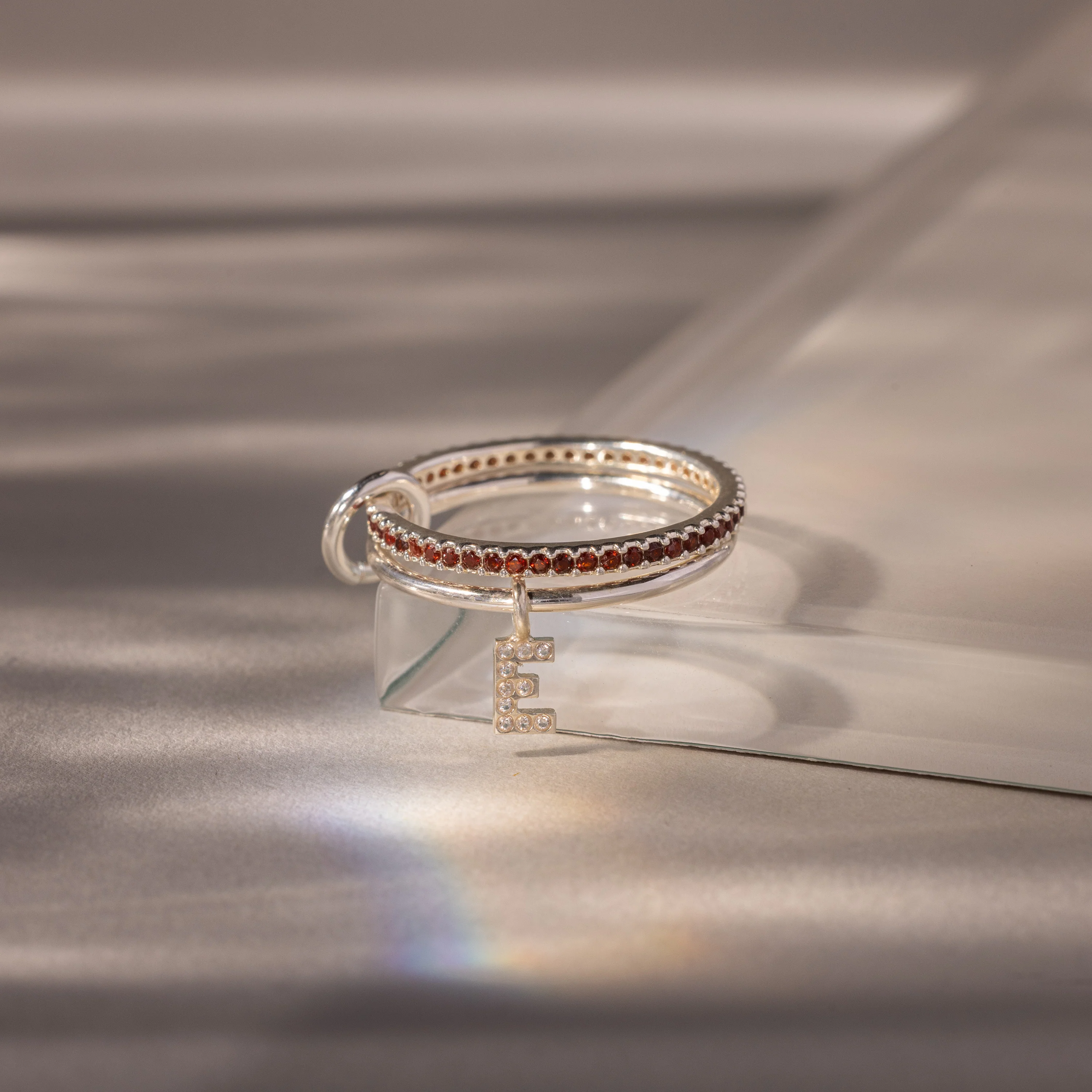 Linked Initial Alexandrite Ring Set - Image 3